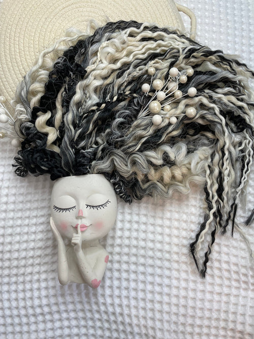 Black and White Wavy Dreads