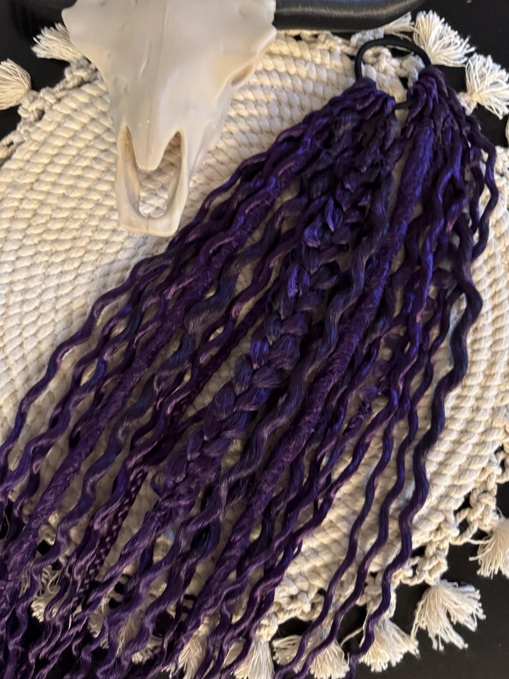Purple Dreaded Boho Ponytail | Wavy Dreads, Braids & Twists Hair Piece