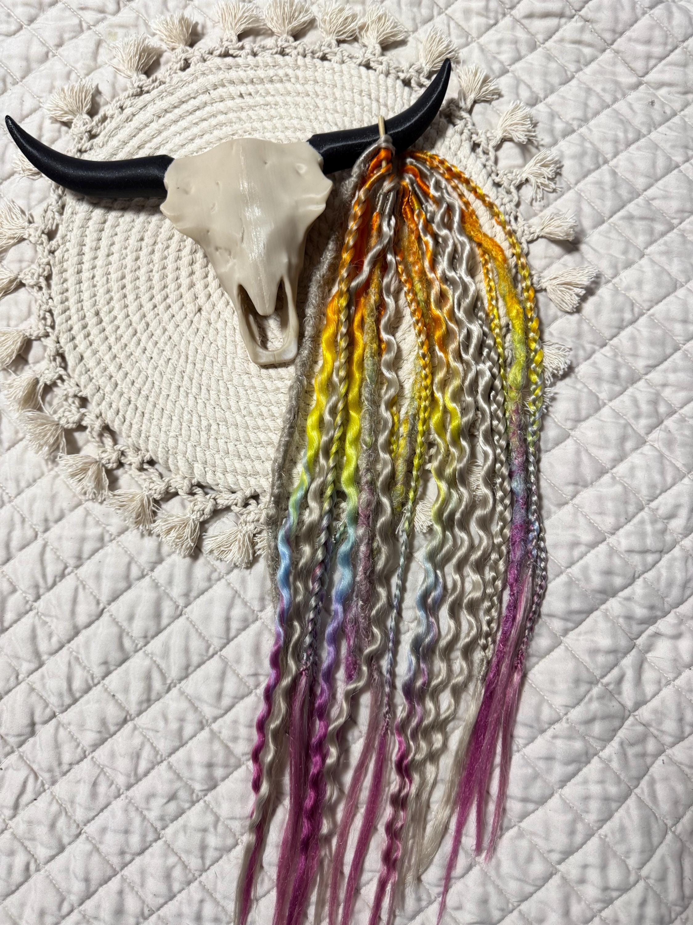 Dreaded Ponytail rainbow and grey