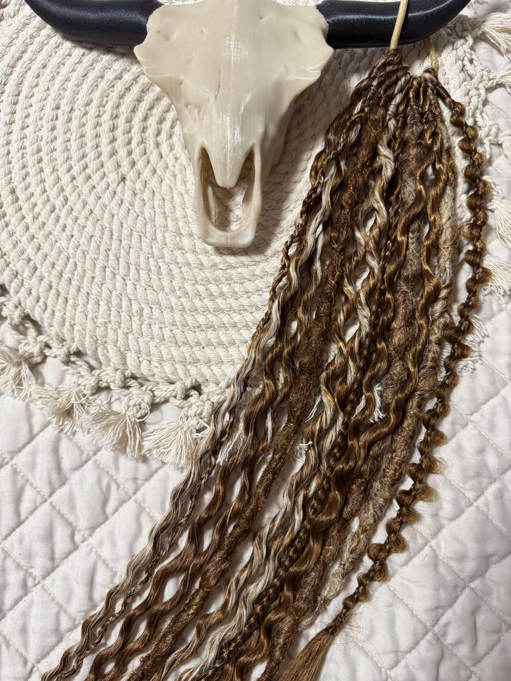 Dreaded Boho Ponytail | Golden Brown & Blonde Dread Hair Piece