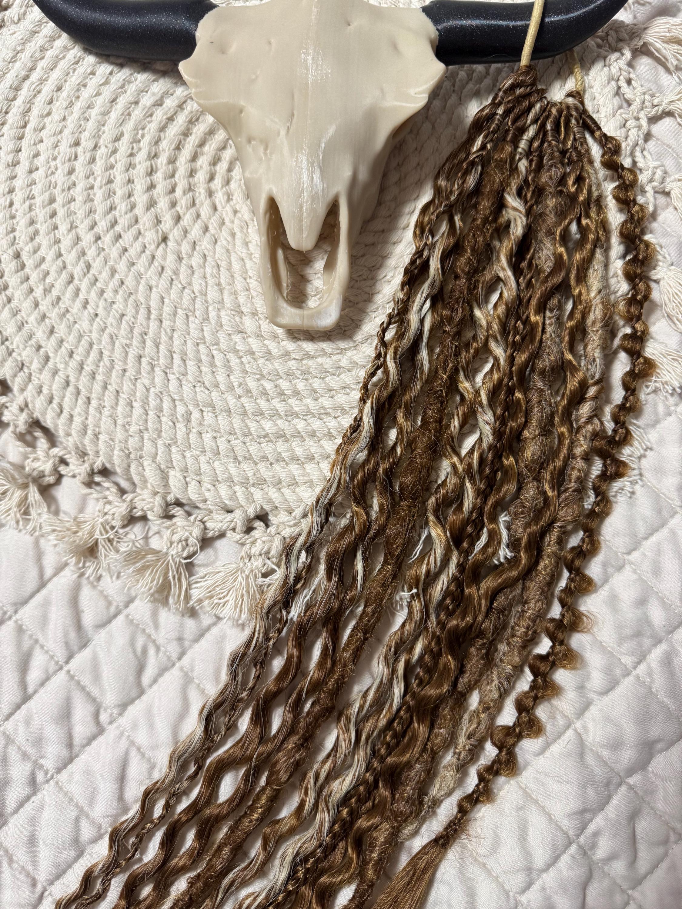 Dreaded Boho Ponytail | Golden Brown & Blonde Dread Hair Piece