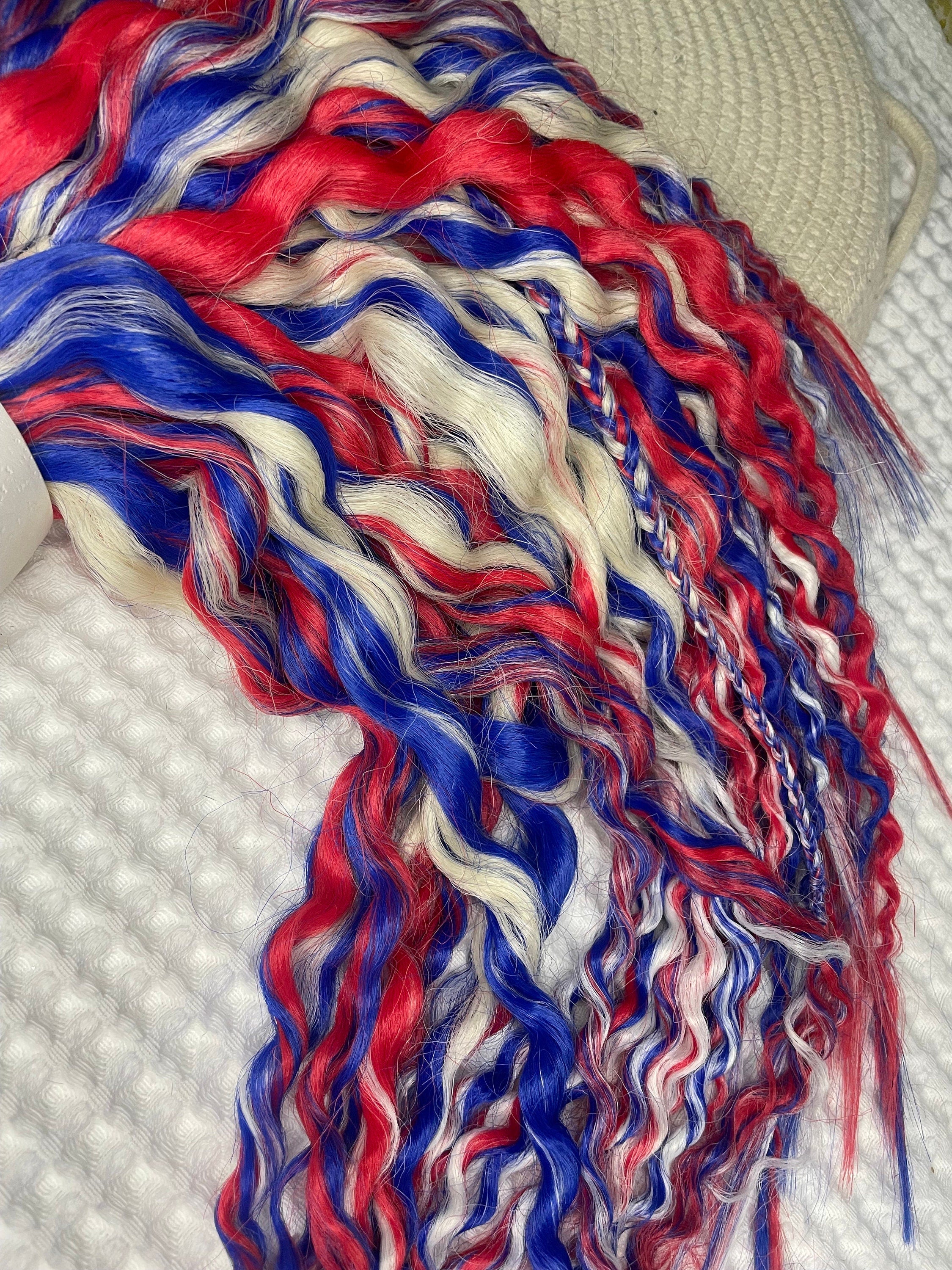 Red Blonde and Blue wavy dread boho set