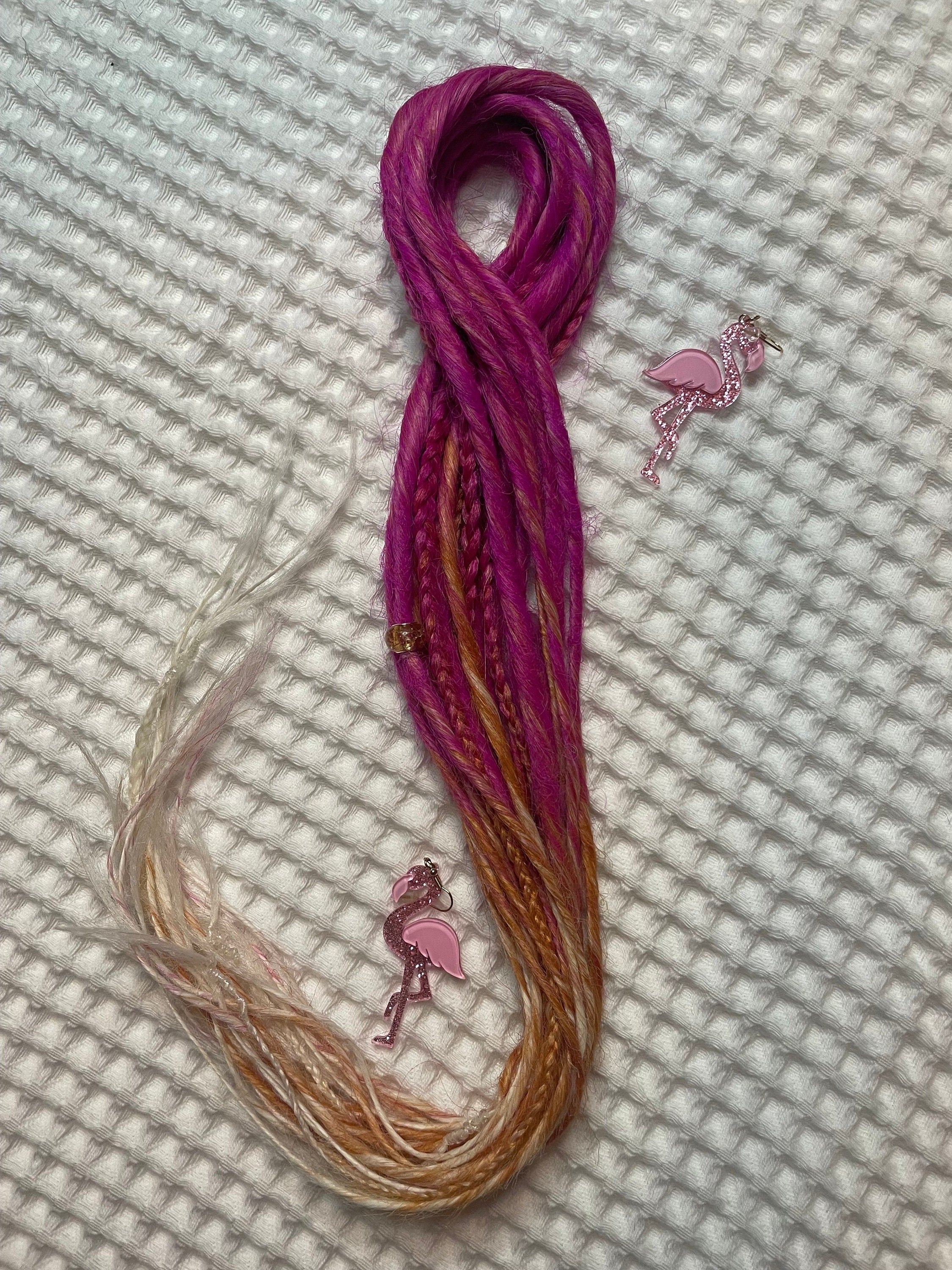Pink to Orange to Blonde Ombré Thin Synthetic Dreads | Sunset Dread Set