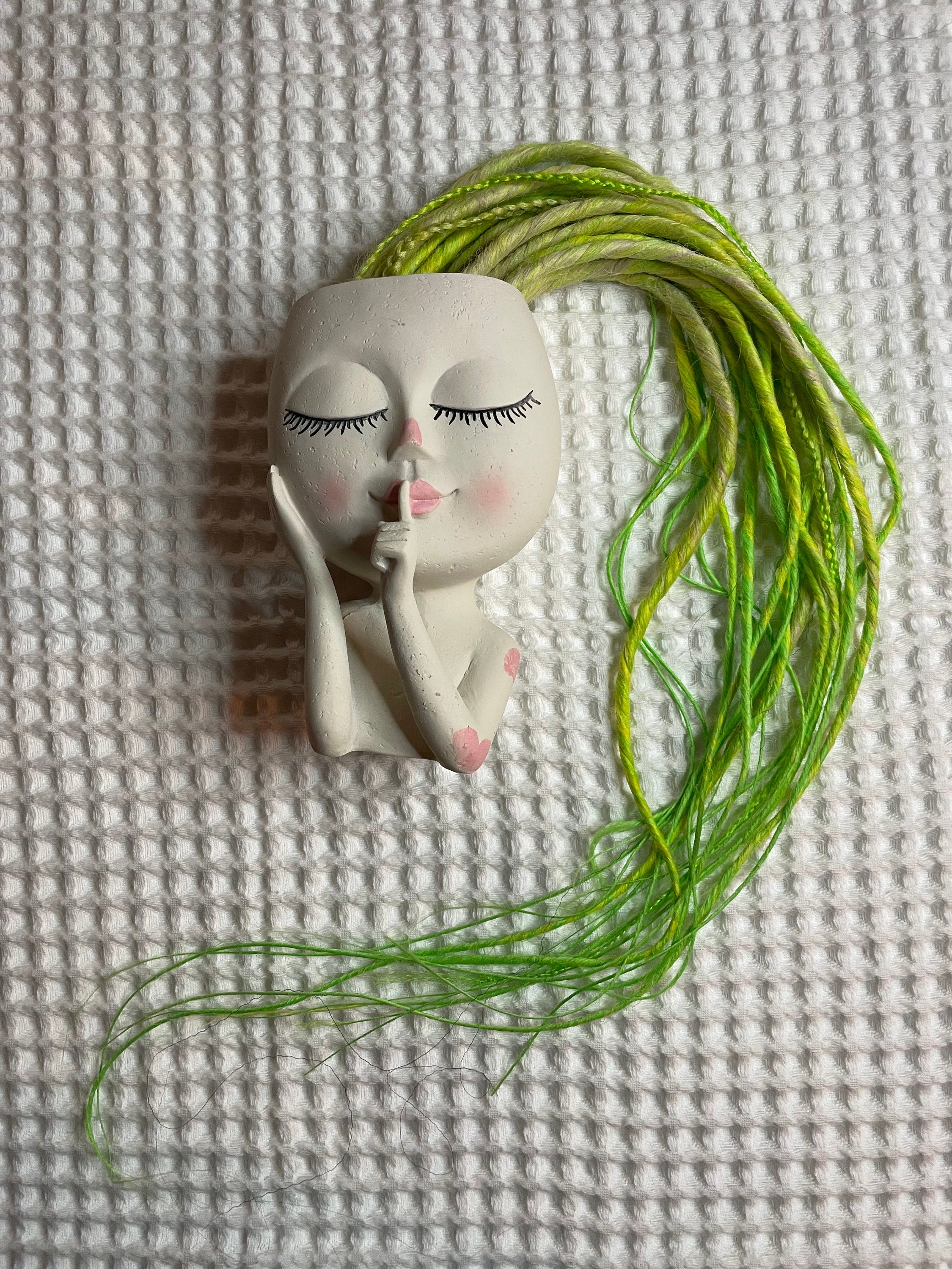 Yellow to Lime Green Ombré Thin Synthetic Dreads | Neon Dread Set with Beads