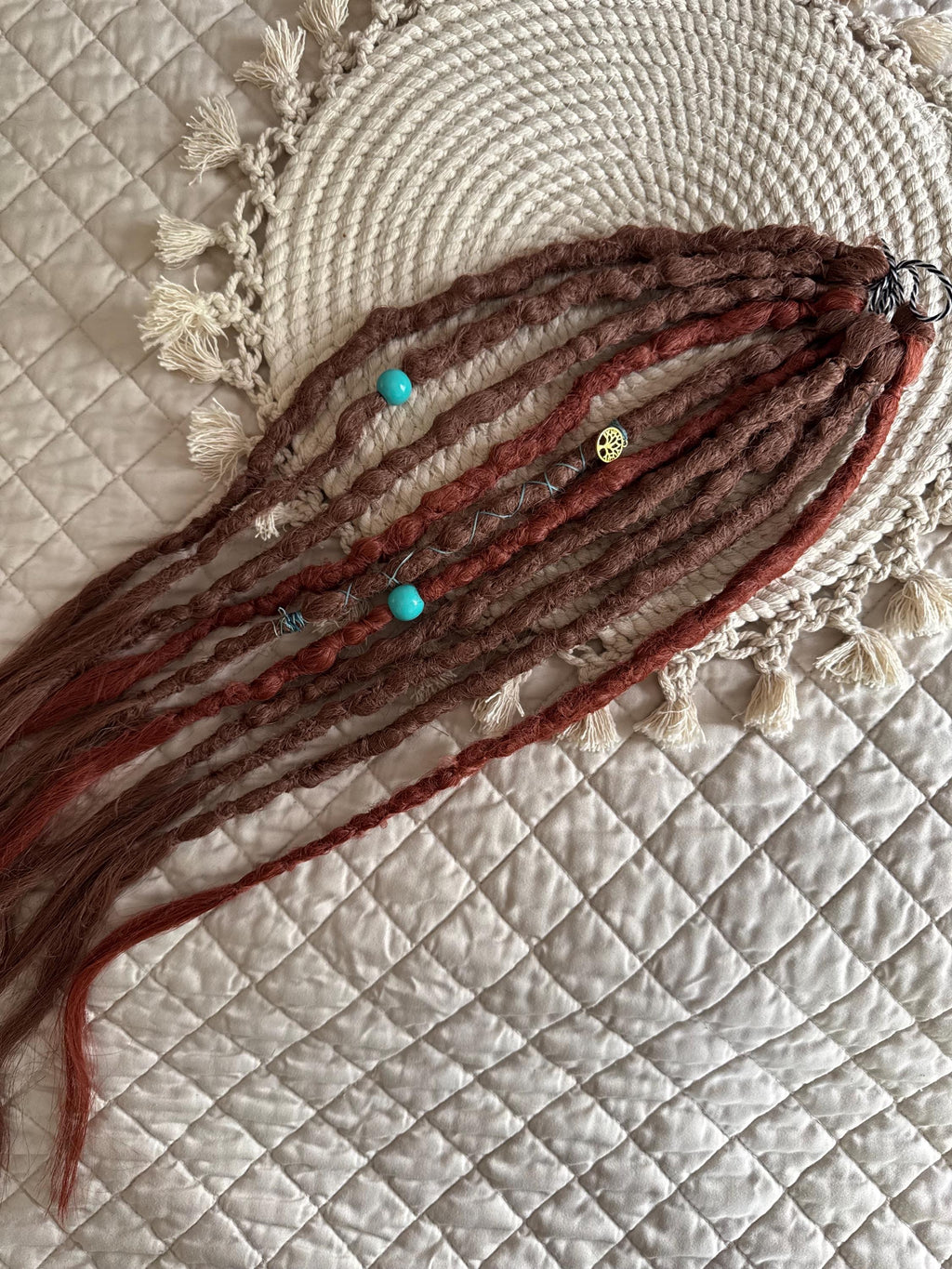 Weathered Metal Single Ended Crochet Boho Dreads | Beads & Charm Dread Set