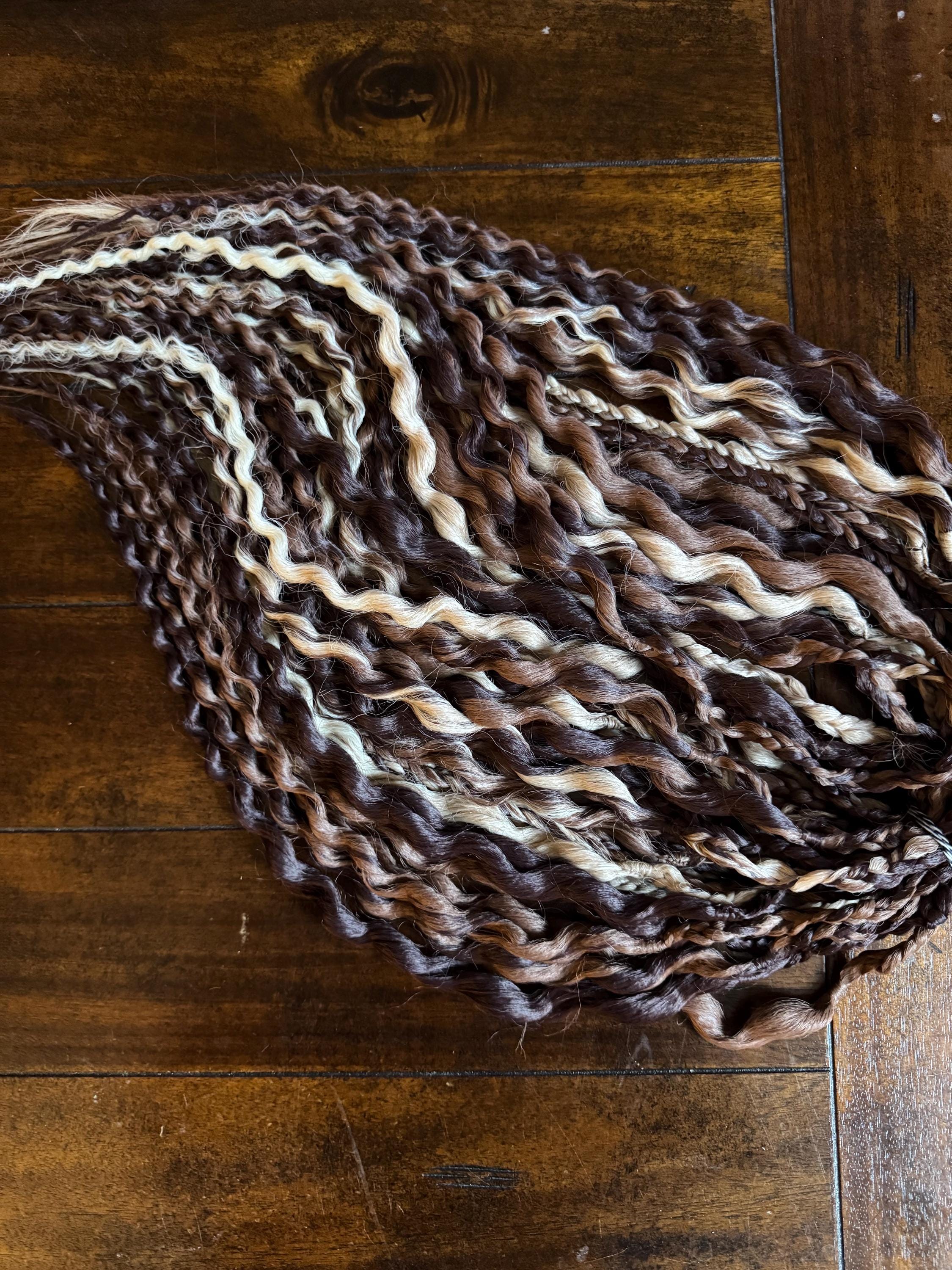 Truffle Double Ended Wavy Dreads | Natural Brown Blend Dread Set