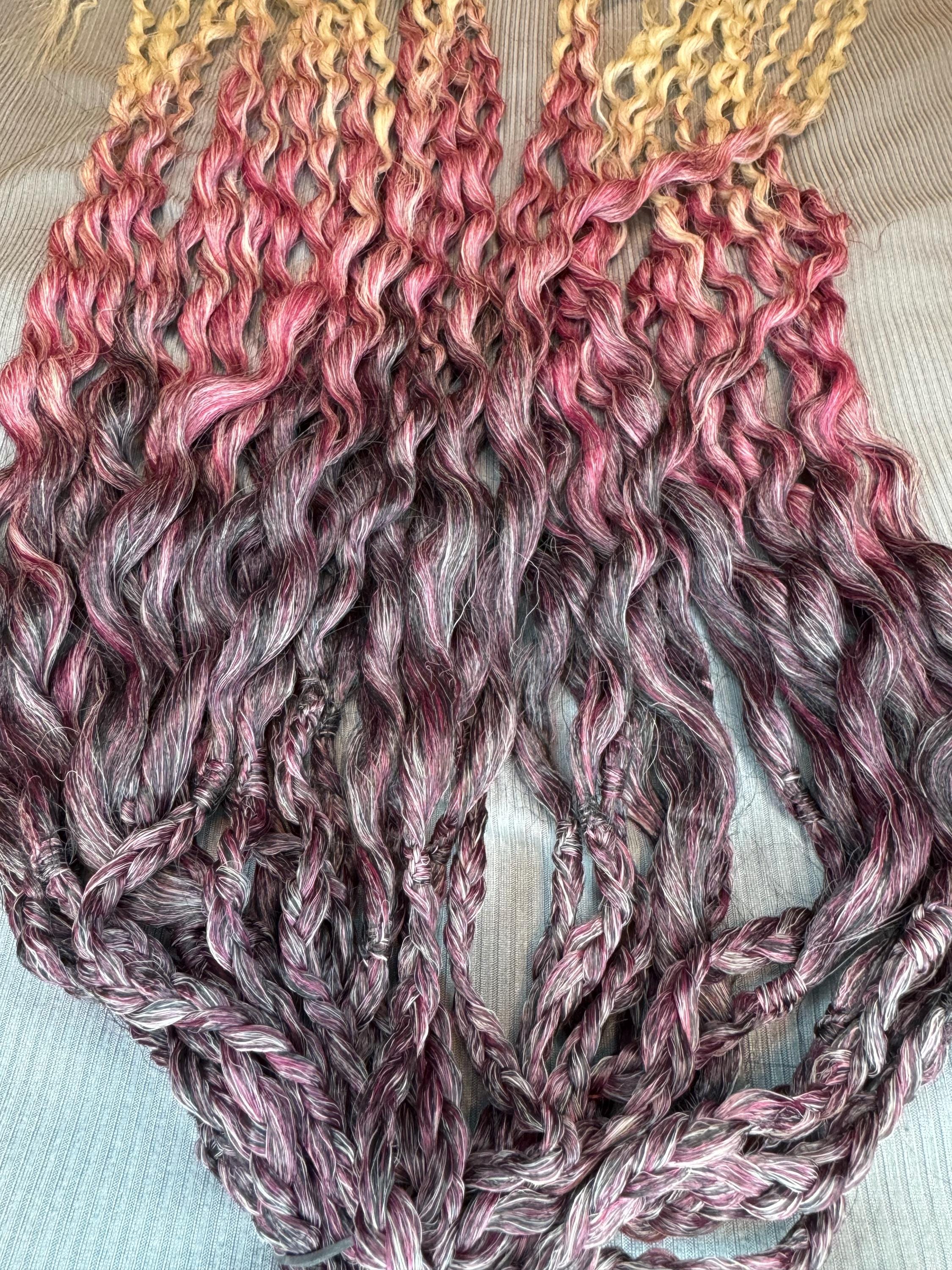 Black red blonde melt double ended wavy dreads