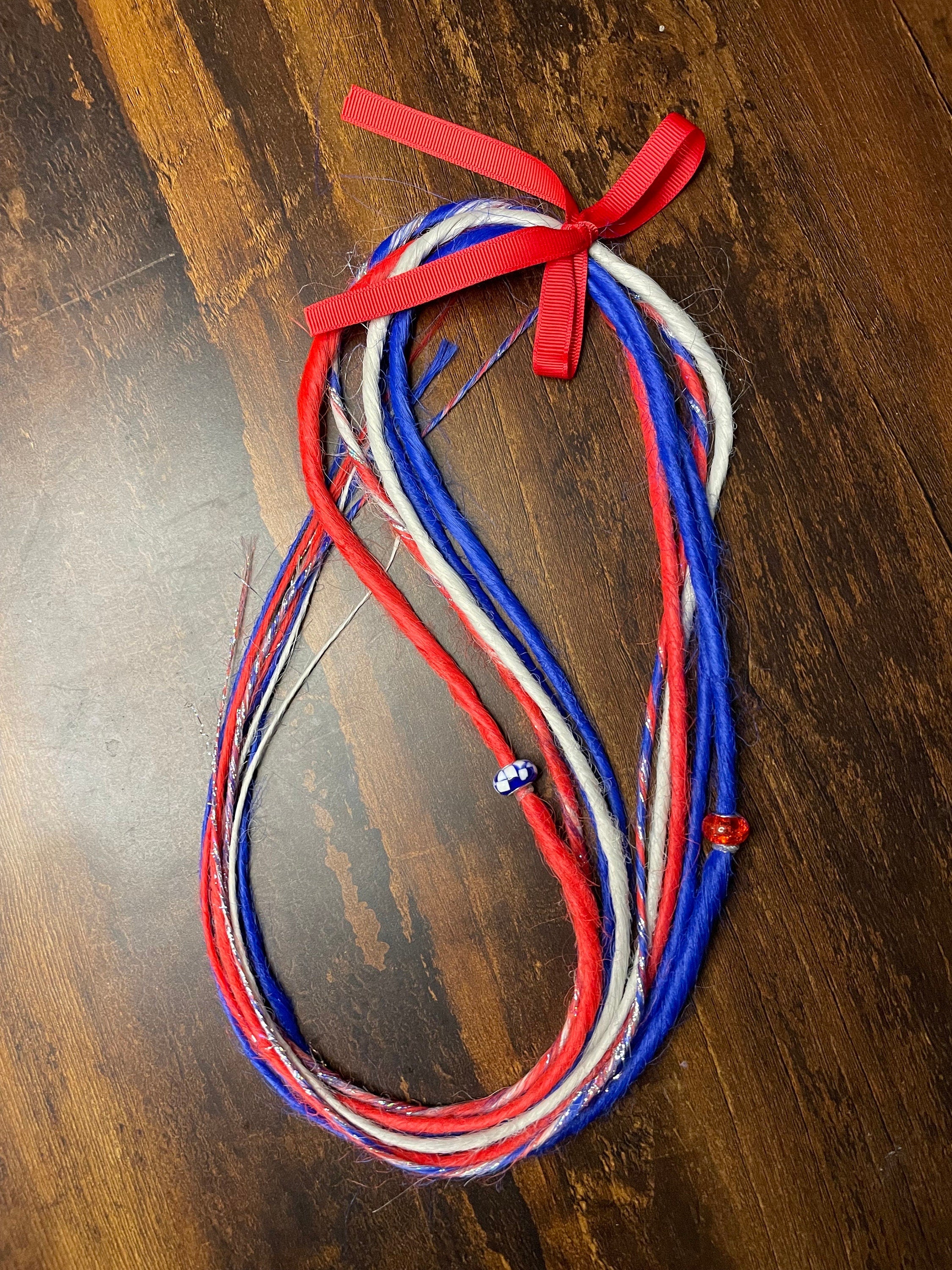 Patriotic Red, White & Blue Thin Synthetic Dreads | Sparkle Dread Set