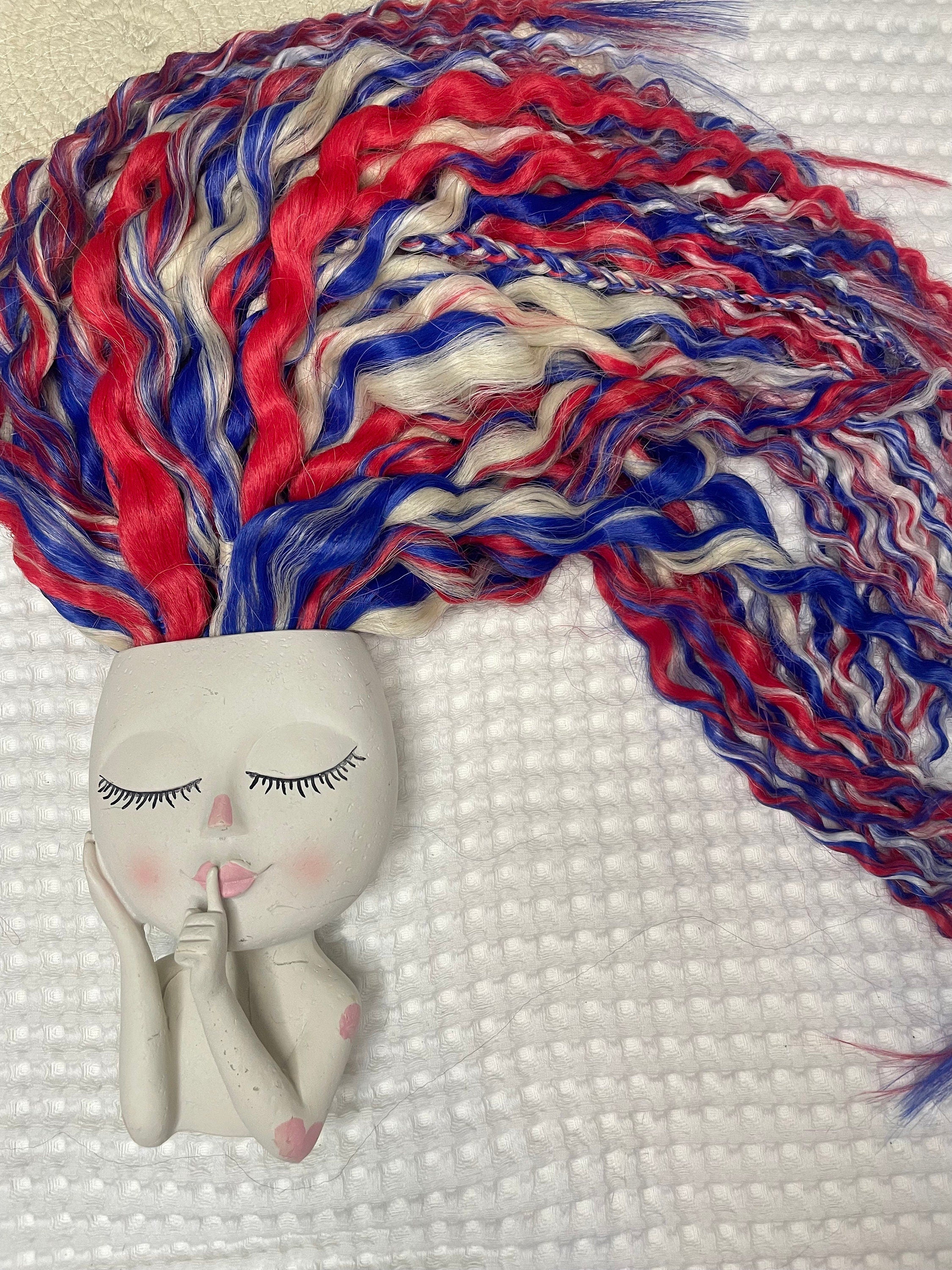 Red Blonde and Blue wavy dread boho set