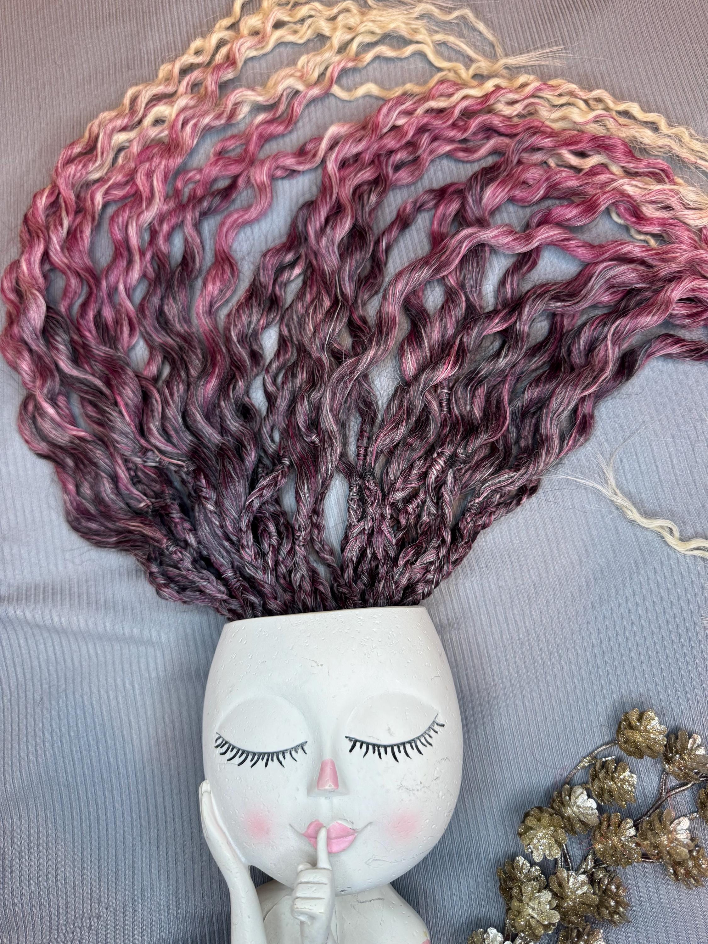 Black red blonde melt double ended wavy dreads