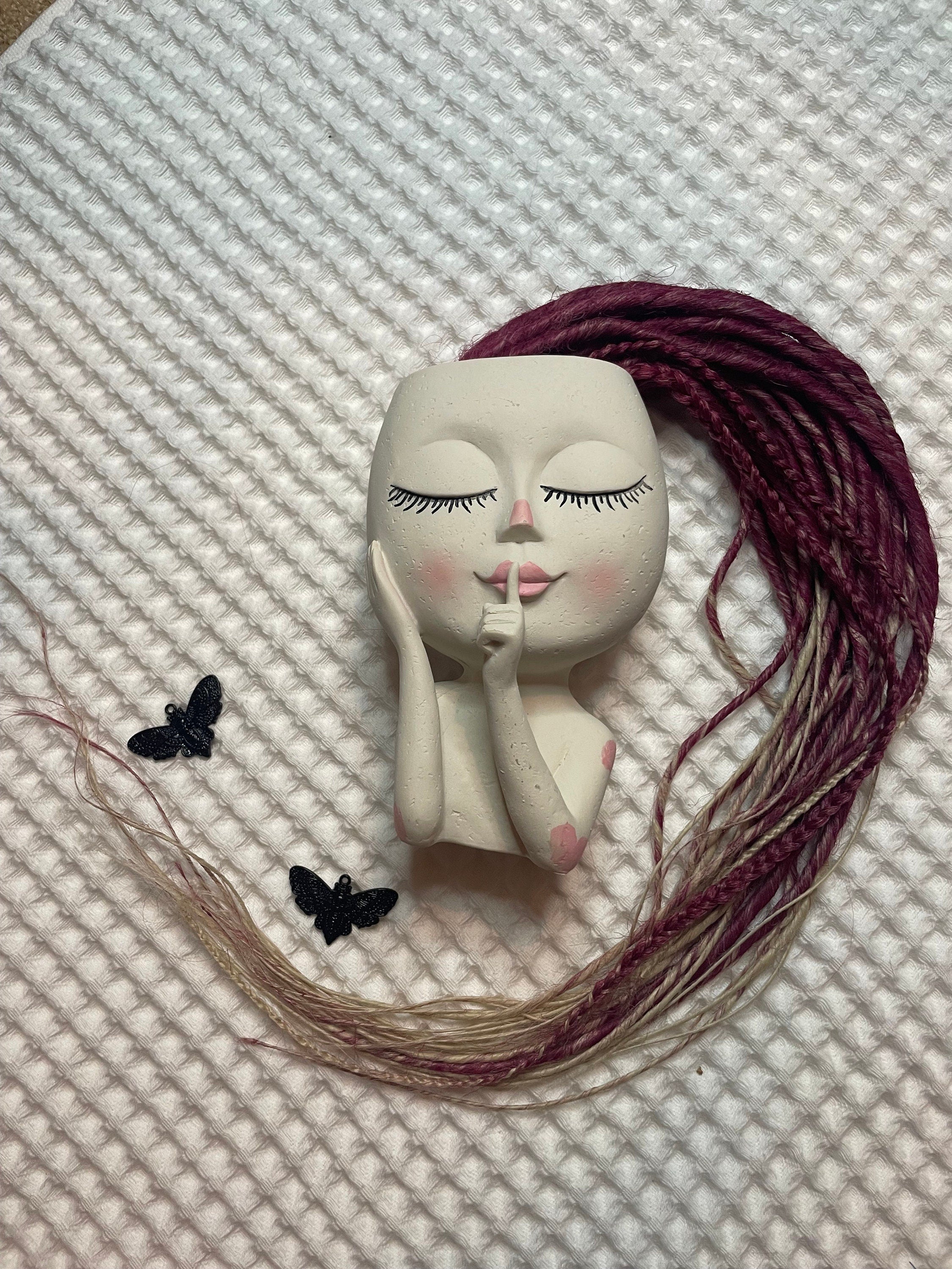 Red to blonde ombre thin synthetic dreads