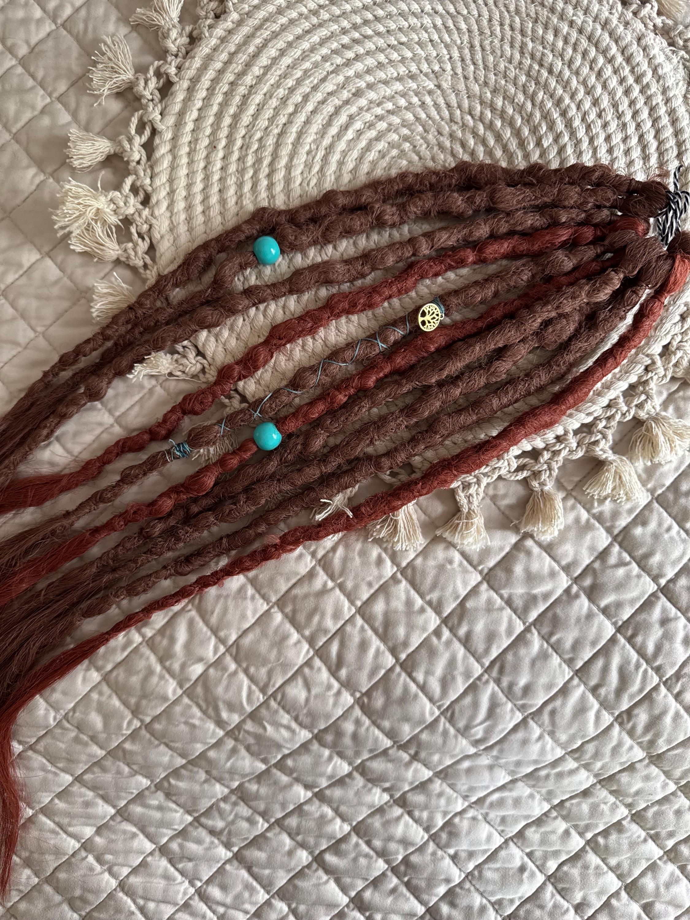Weathered Metal Single Ended Crochet Boho Dreads | Beads & Charm Dread Set