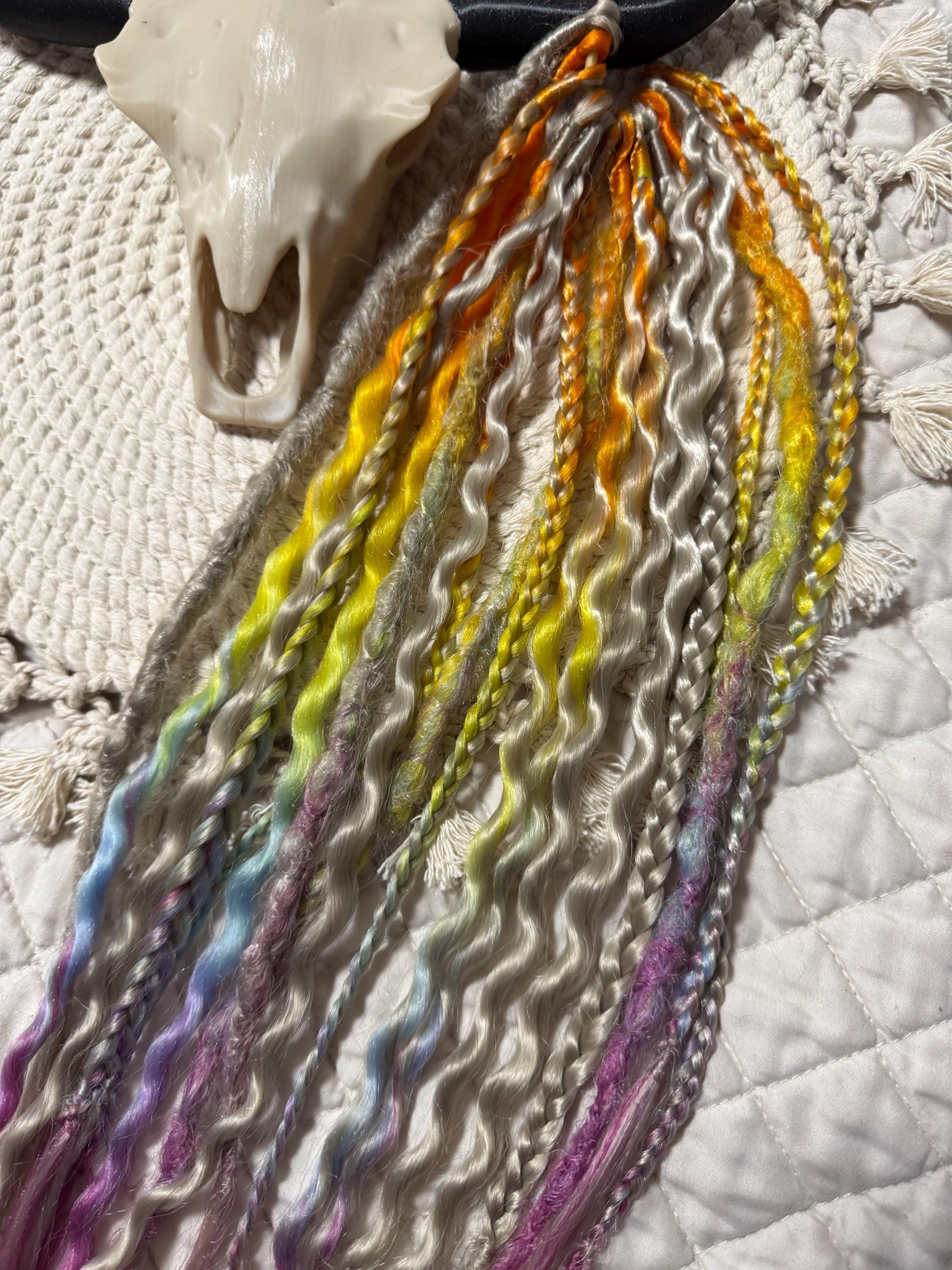 Dreaded Ponytail rainbow and grey