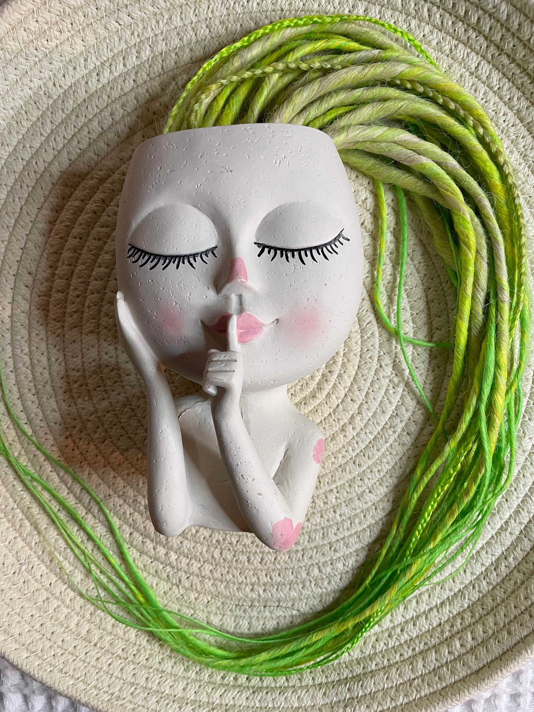 Yellow to Lime Green Ombré Thin Synthetic Dreads | Neon Dread Set with Beads