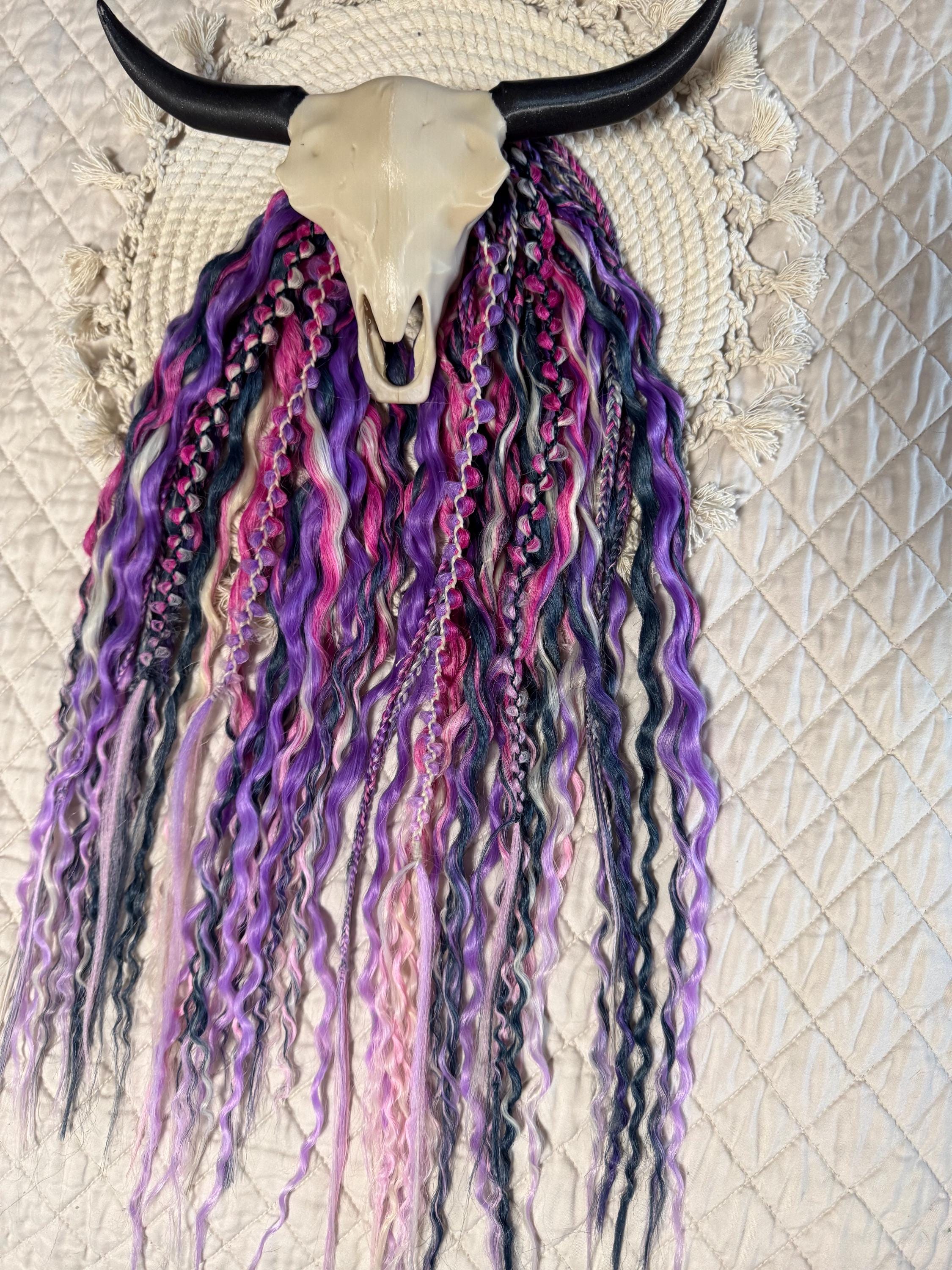 Flower Dream Double Ended Wavy Dreads | Boho Dread Set with Braids