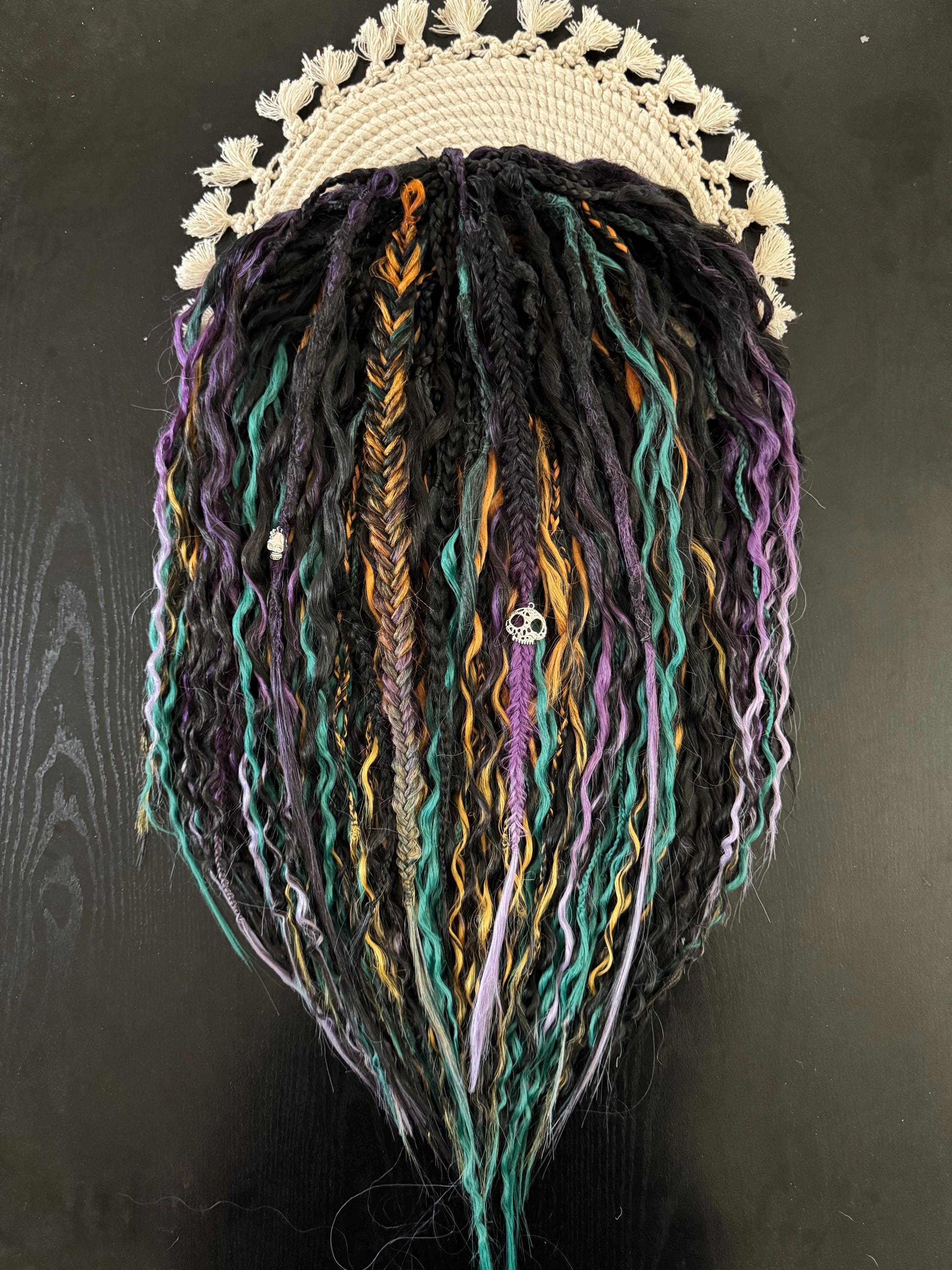 Spooky Vibe Double Ended Wavy Dreads | Skull Charm Dread Set