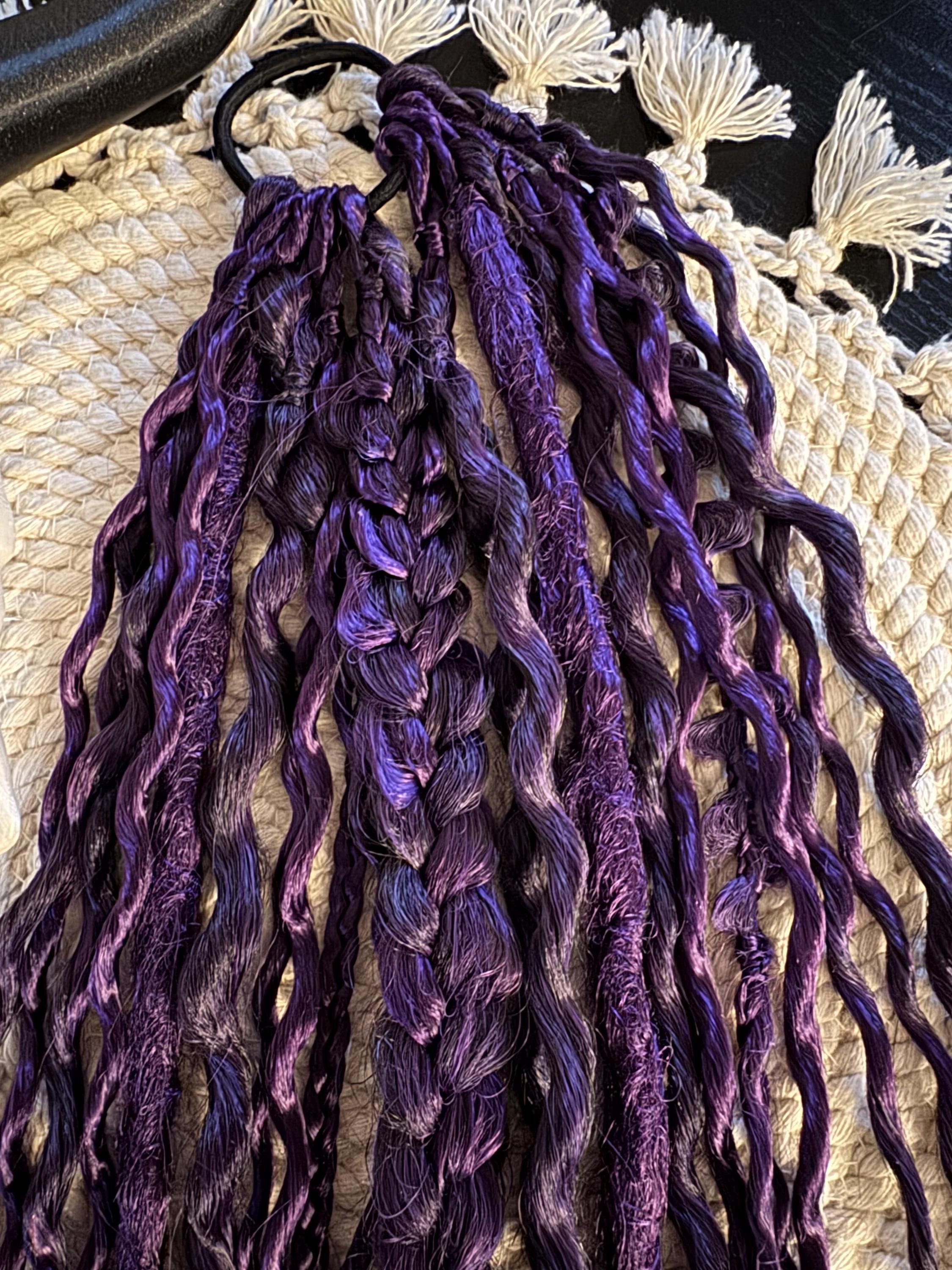 Purple Dreaded Boho Ponytail | Wavy Dreads, Braids & Twists Hair Piece