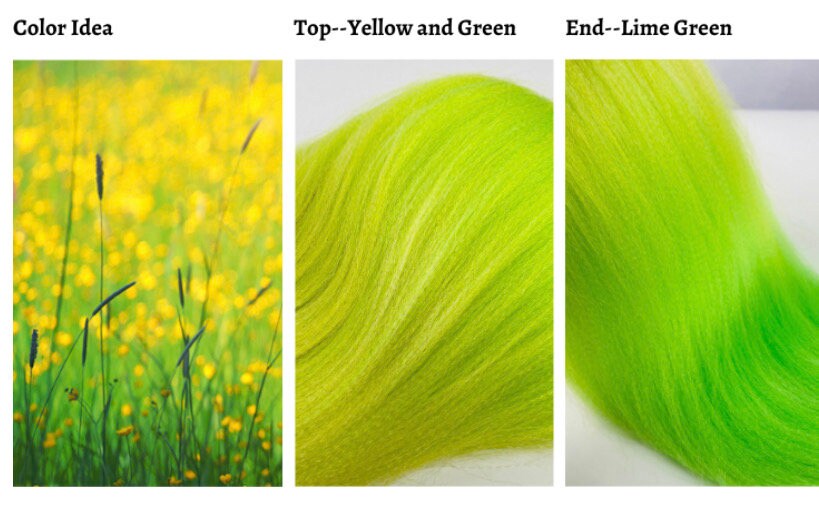 Yellow to Lime Green Ombré Thin Synthetic Dreads | Neon Dread Set with Beads