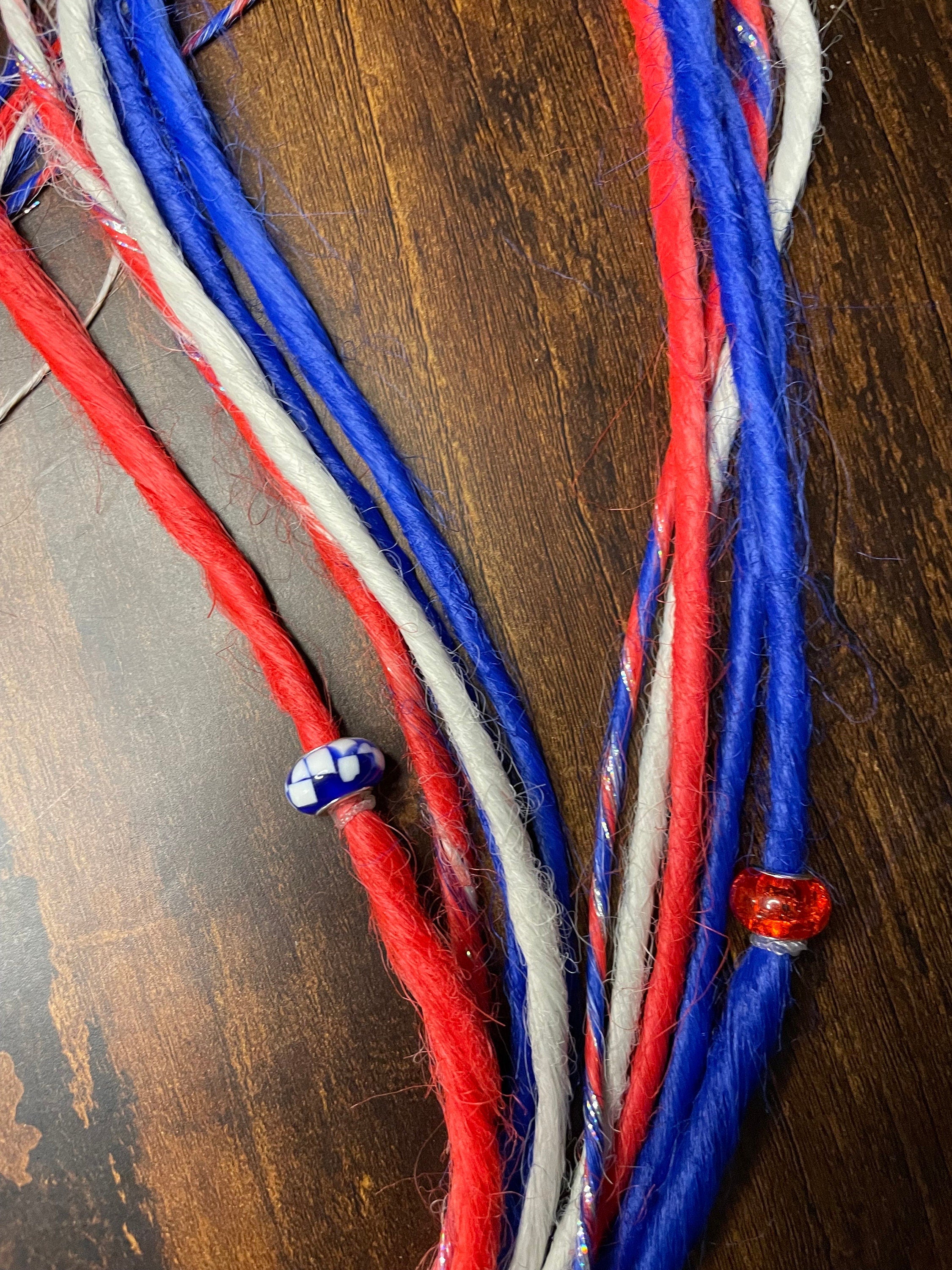Patriotic Red, White & Blue Thin Synthetic Dreads | Sparkle Dread Set