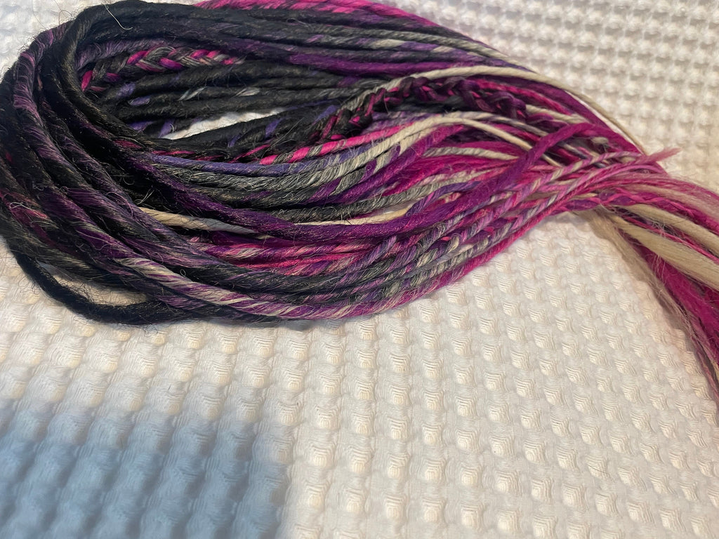 Black to Pink Ombre Wavy Dreads, Synthetic Hair Extensions