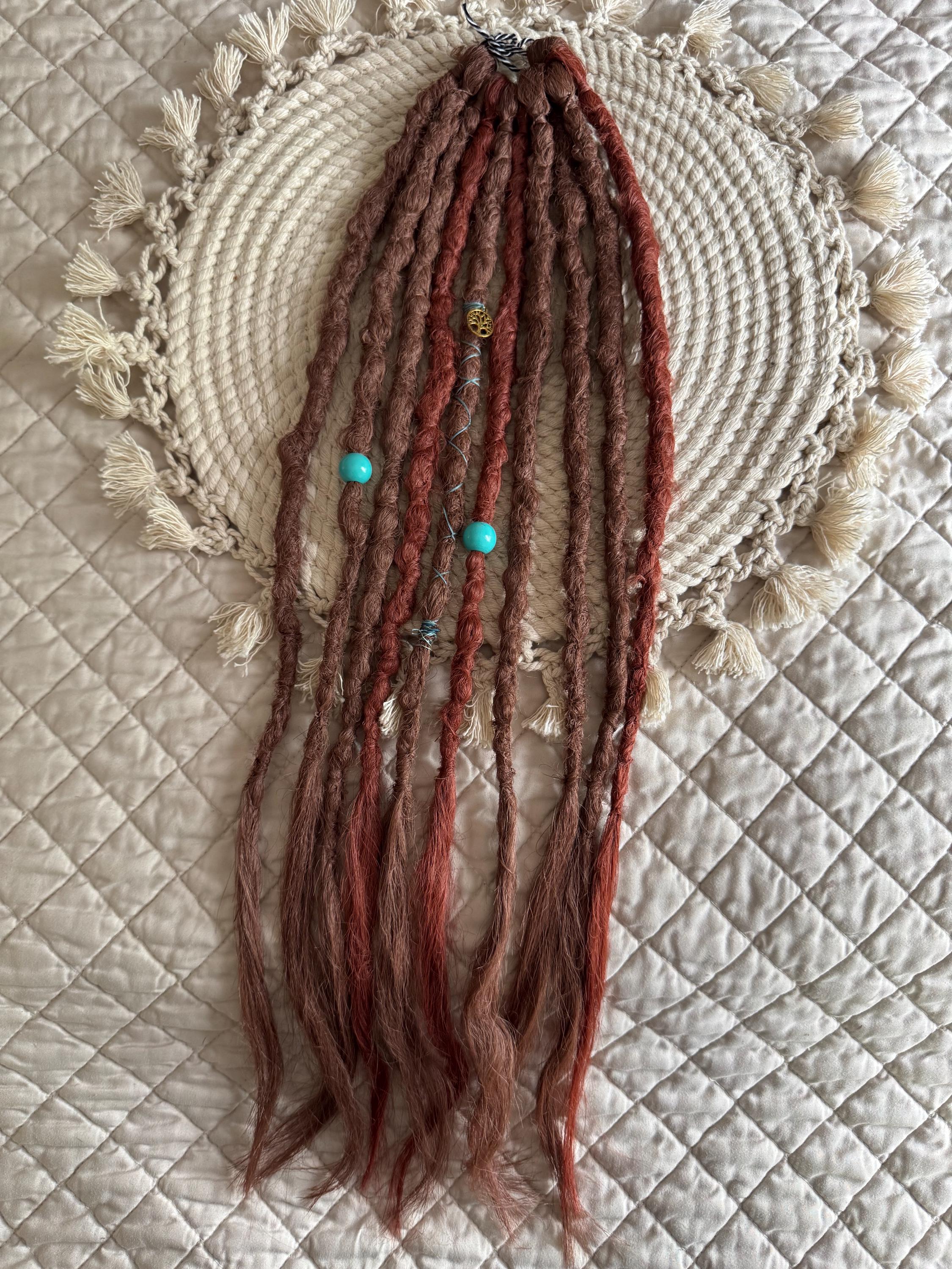 Weathered Metal Single Ended Crochet Boho Dreads | Beads & Charm Dread Set