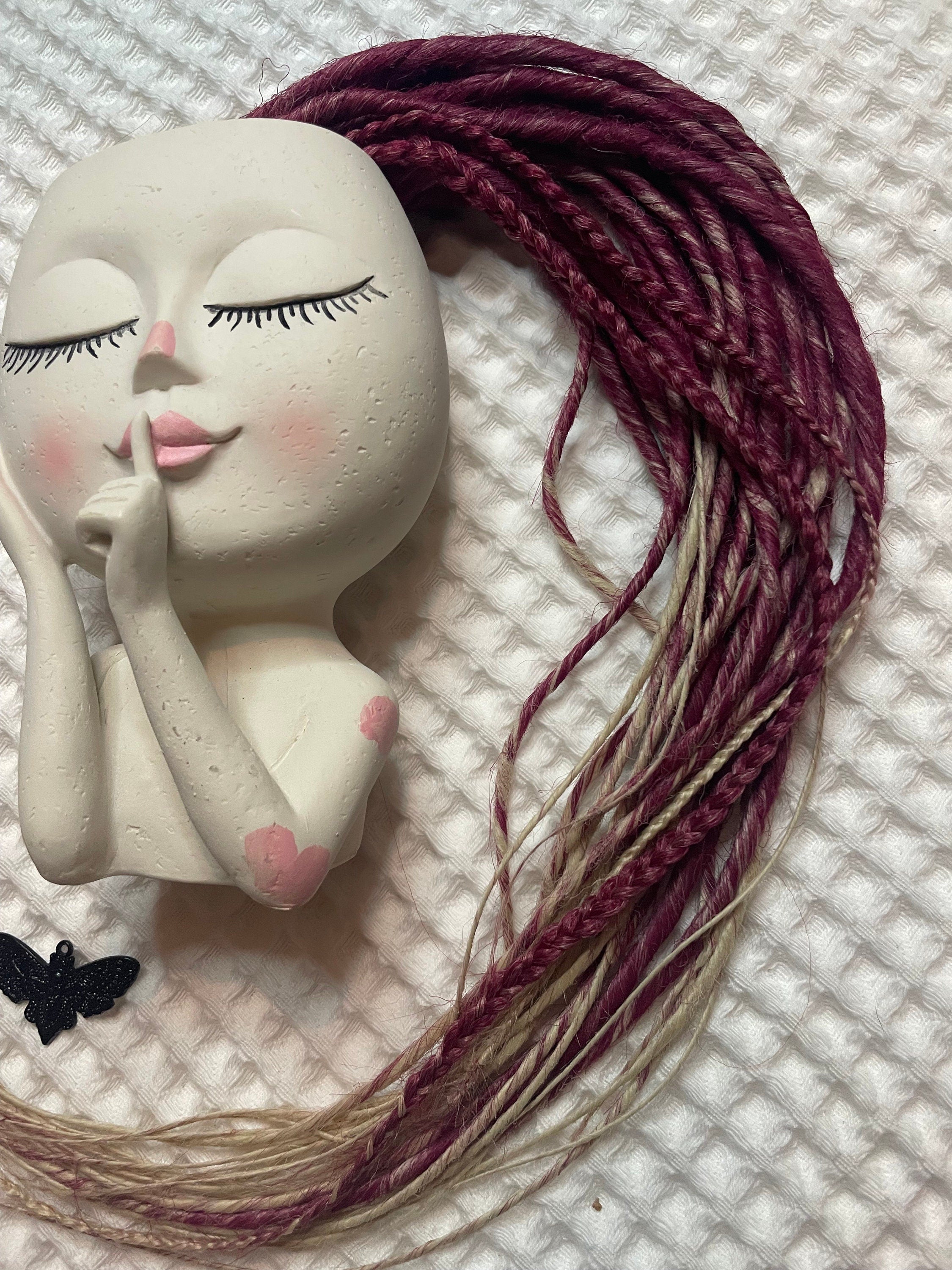Red to blonde ombre thin synthetic dreads