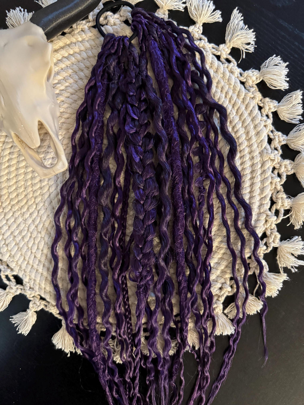 Purple Dreaded Boho Ponytail | Wavy Dreads, Braids & Twists Hair Piece