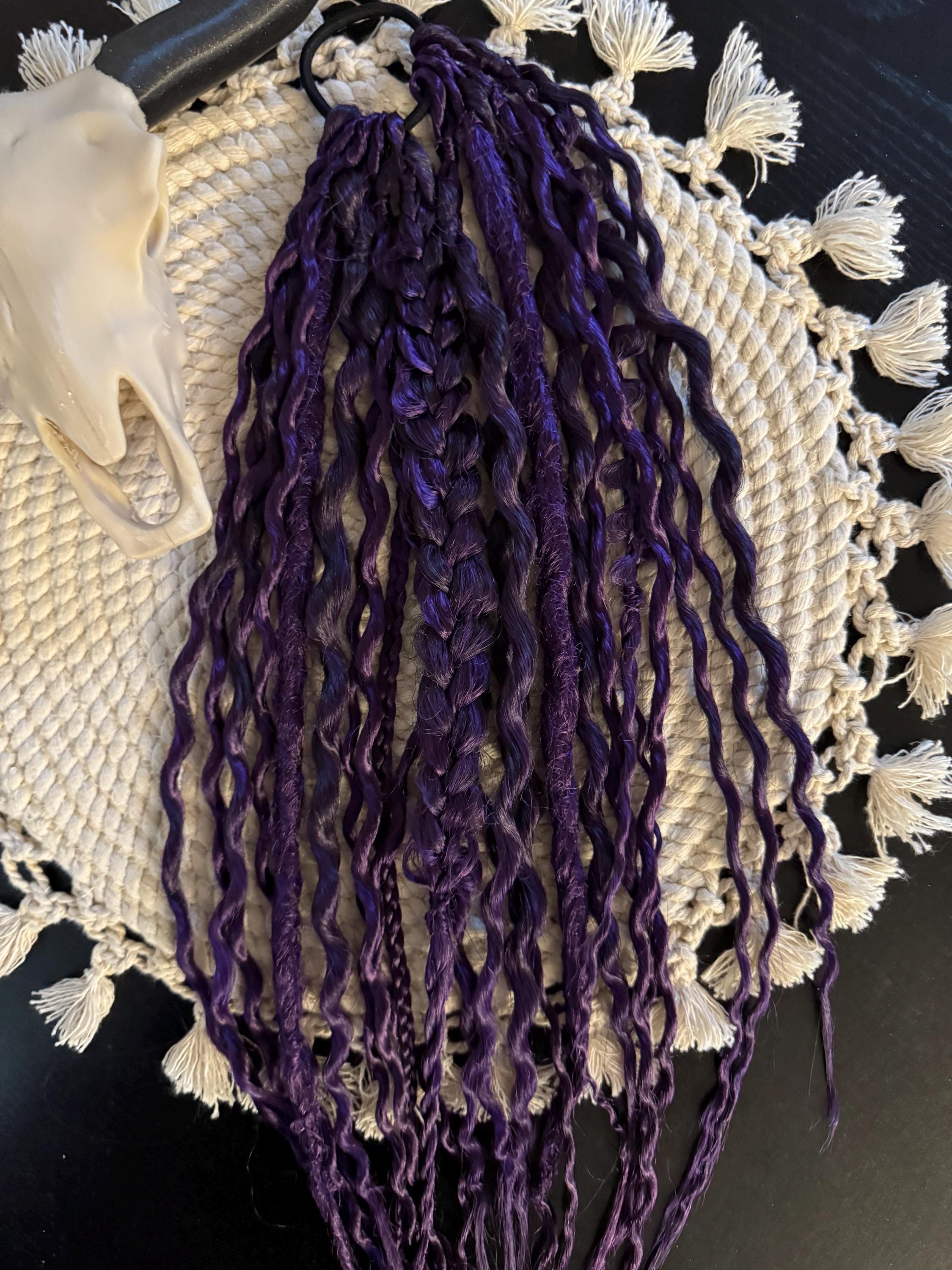 Purple Dreaded Boho Ponytail | Wavy Dreads, Braids & Twists Hair Piece