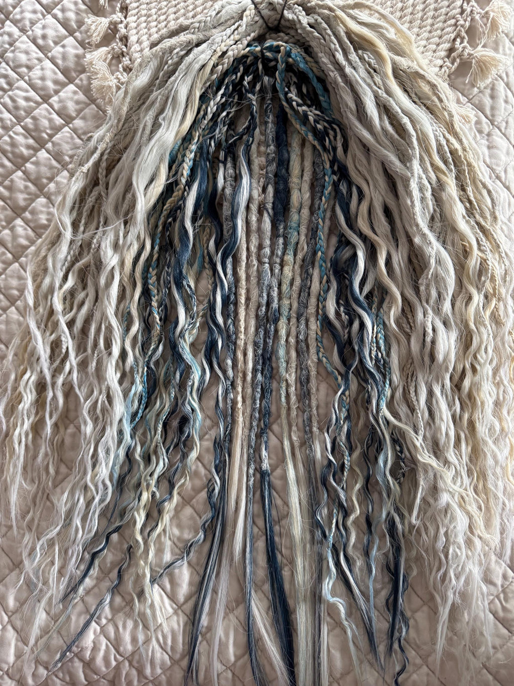 Platinum Moon Boho Dreads & Braids | Platinum, Grey, Blonde & Blue Mixed Dread Set