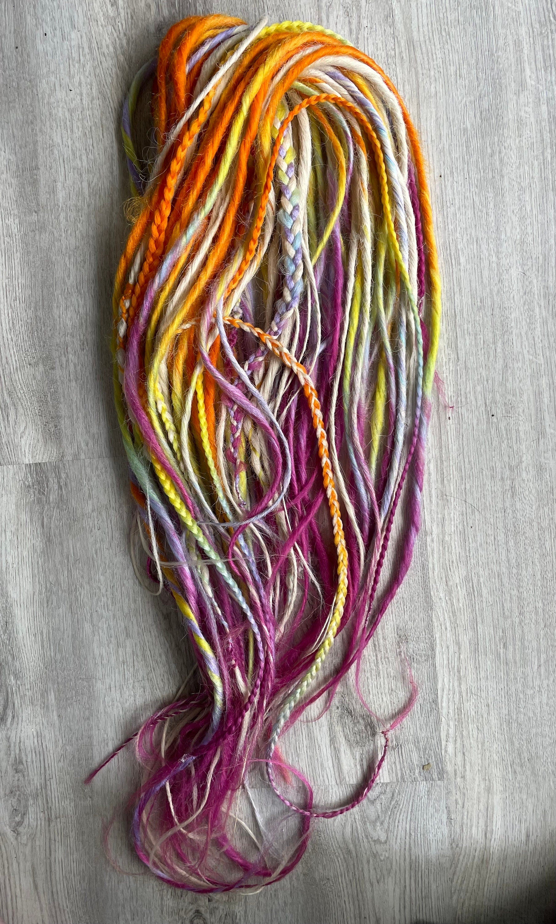 Rainbow Ombré & Blonde Thin Synthetic Dreads | Double Ended Dread Set