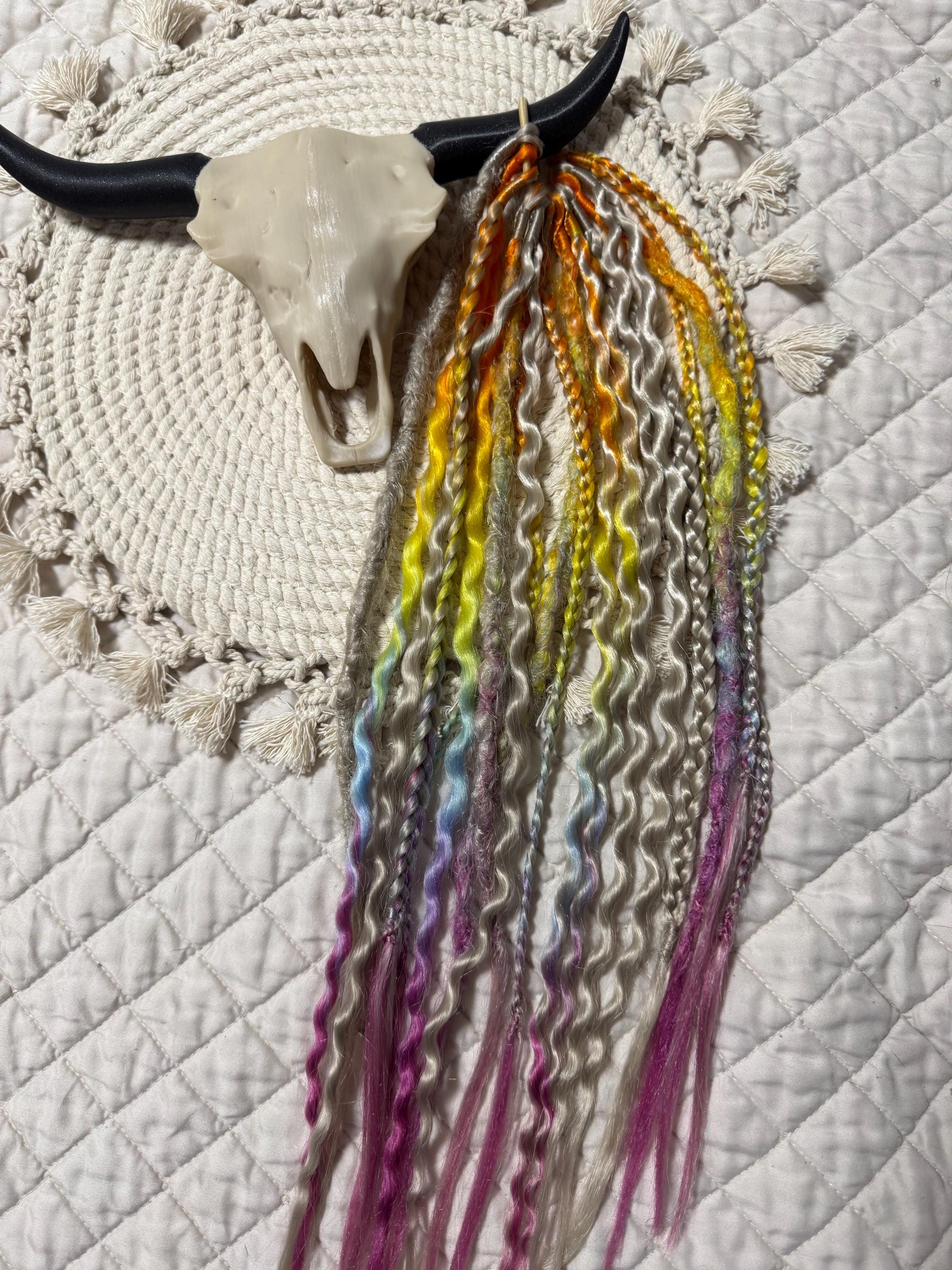 Dreaded Ponytail rainbow and grey