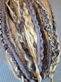 Lavender, Grey, Blonde & Brown Dreaded Boho Ponytail | Wavy Dreads, Braids & Beads