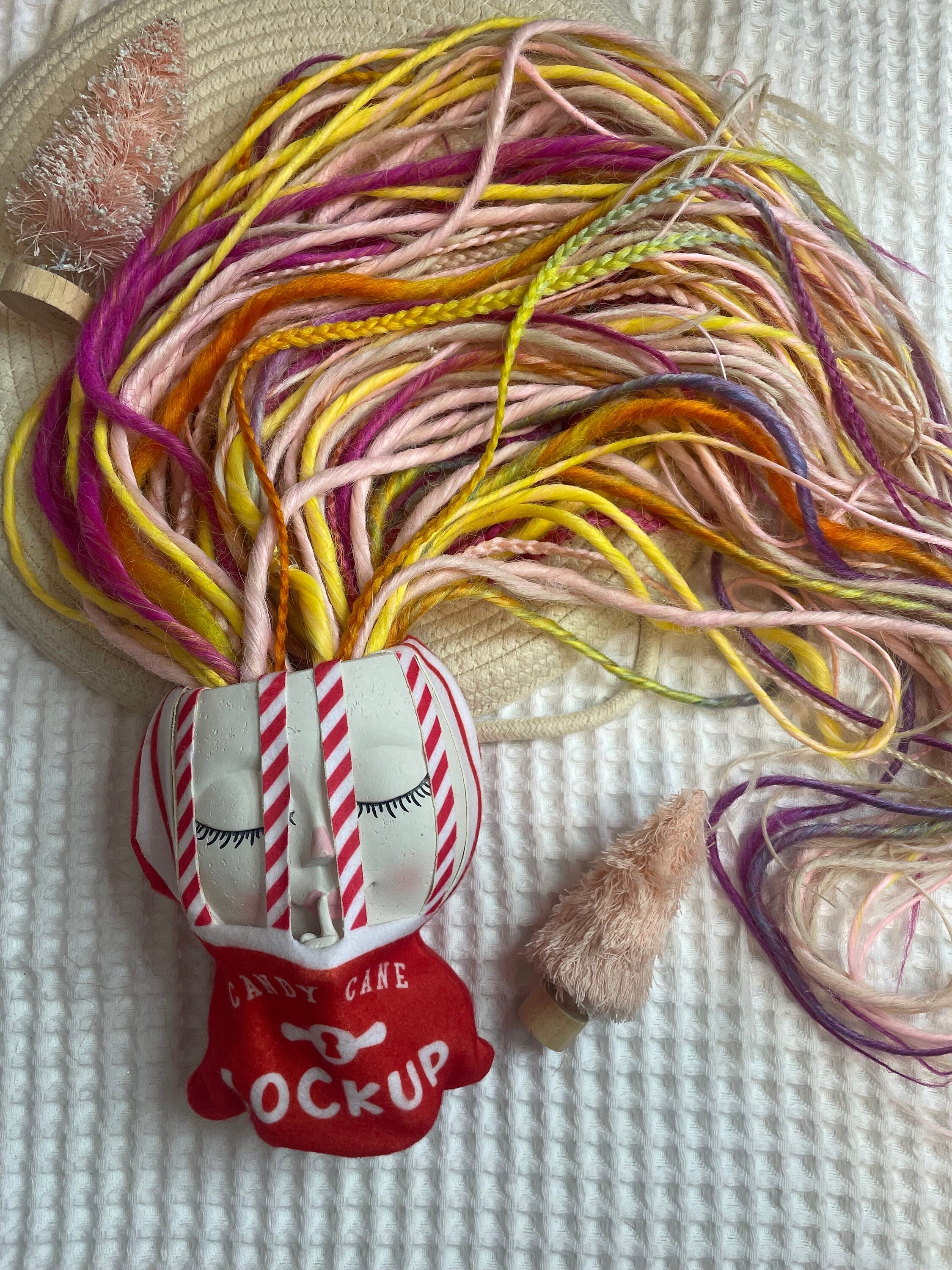 Pink sunset thin double ended dreads