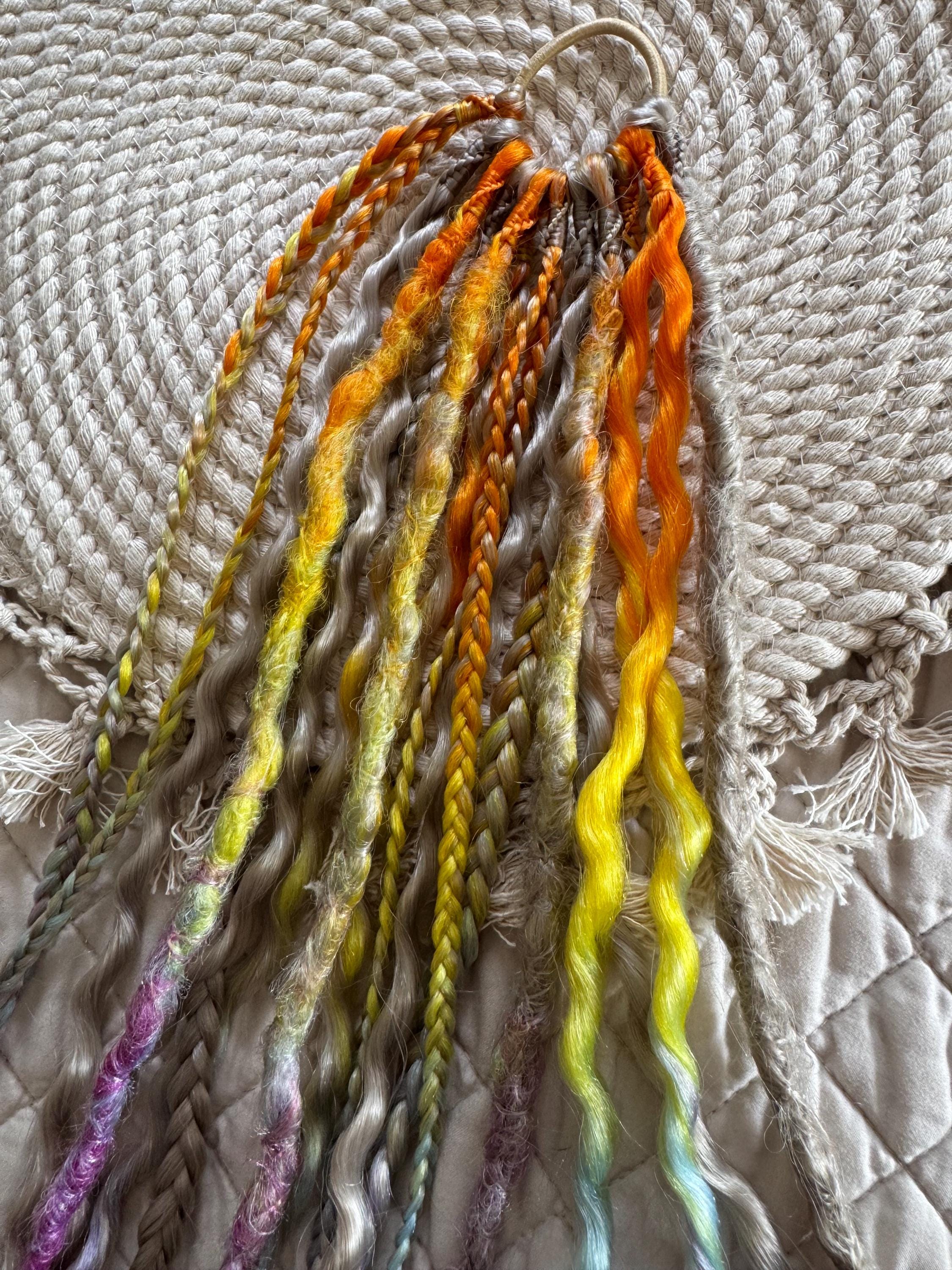 Dreaded Ponytail rainbow and grey