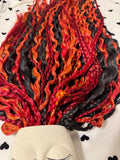 Amber Fire Double Ended Wavy Dreads | Black & Multi-Red Dread Set with Braids