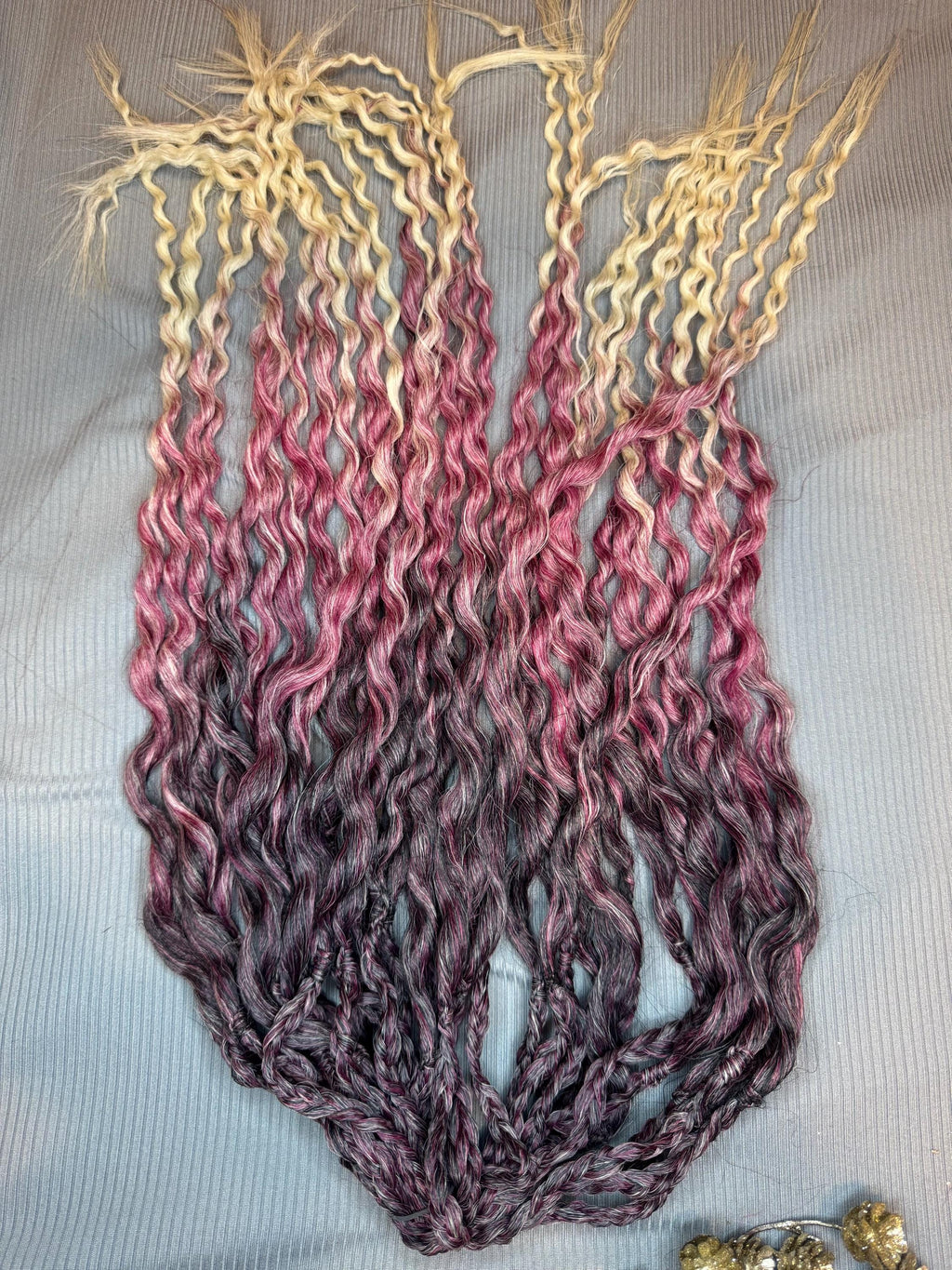 Black red blonde melt double ended wavy dreads