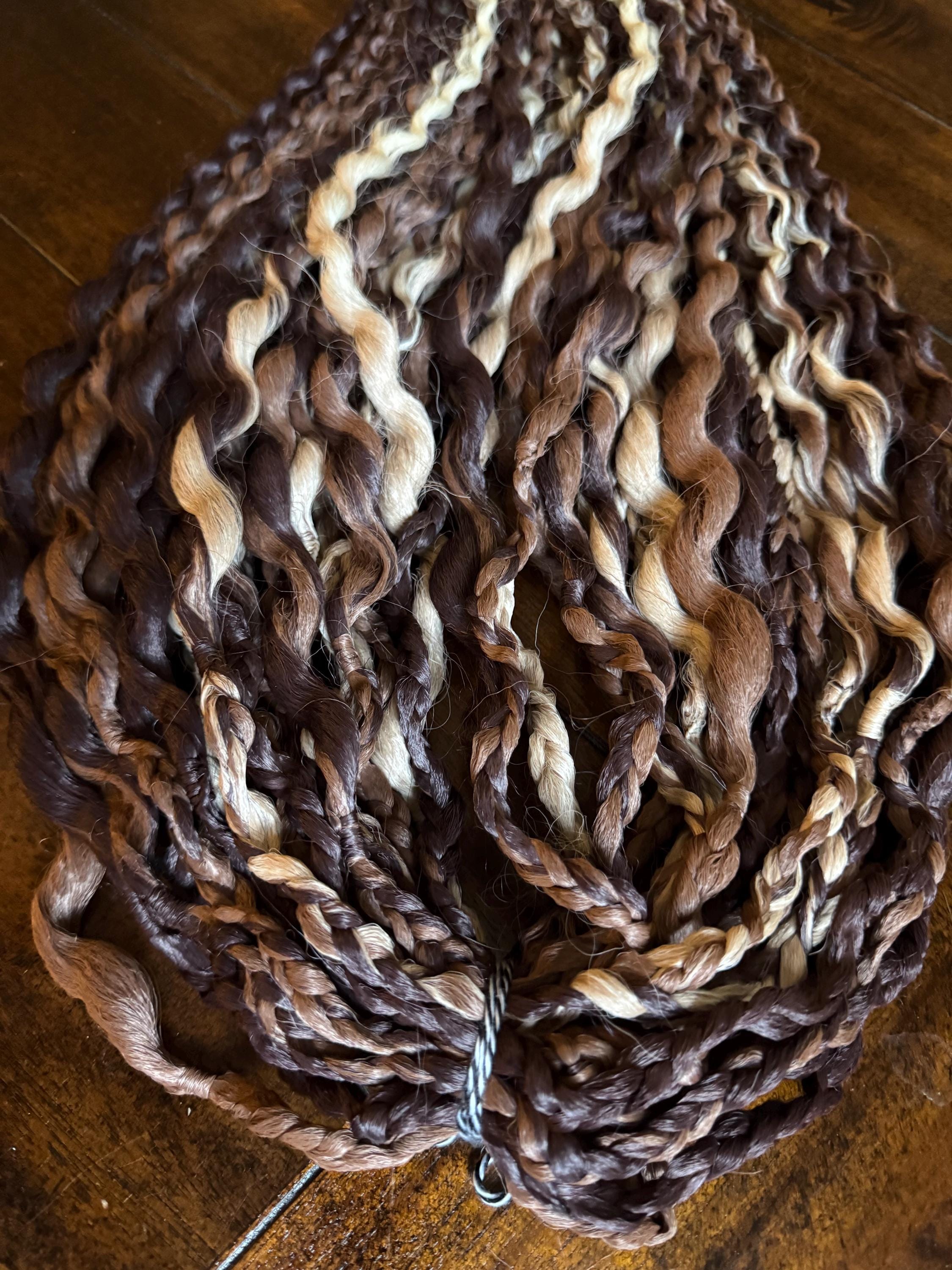 Truffle Double Ended Wavy Dreads | Natural Brown Blend Dread Set