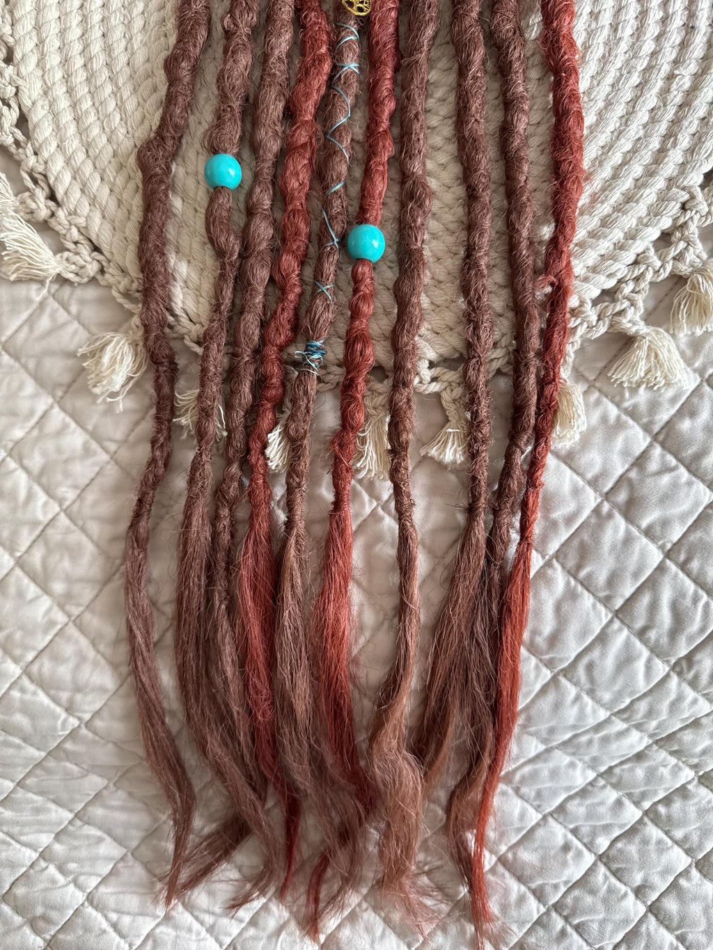 Weathered Metal Single Ended Crochet Boho Dreads | Beads & Charm Dread Set