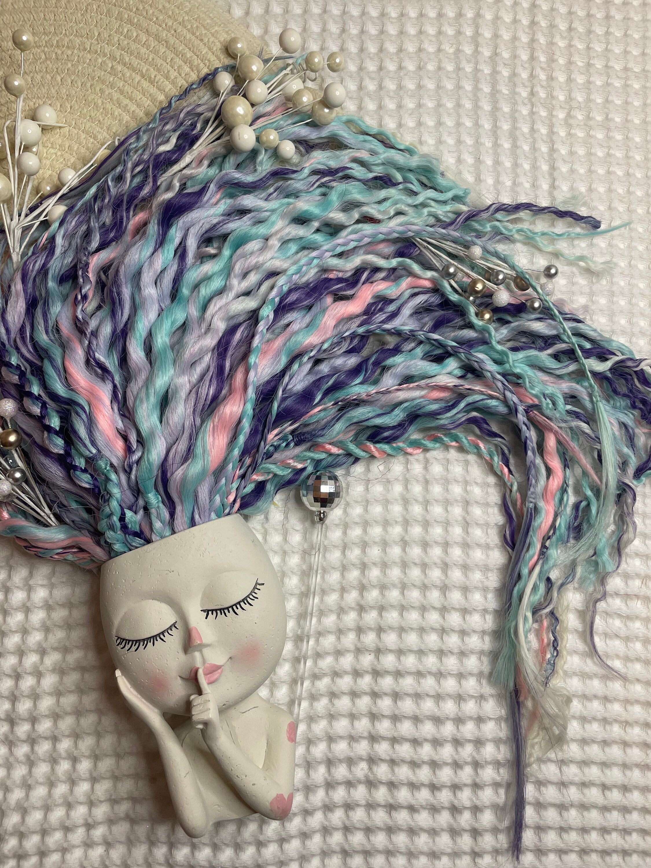 Pastel Unicorn Wavy Dreads | Teal, Pink & Purple Ombré Dread Set