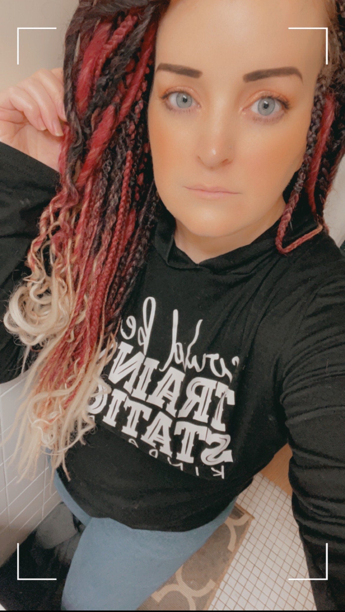 Brown, Red & Blonde Ombré Thin Synthetic Dreads | Feathered or Curly Ends | Braids Included