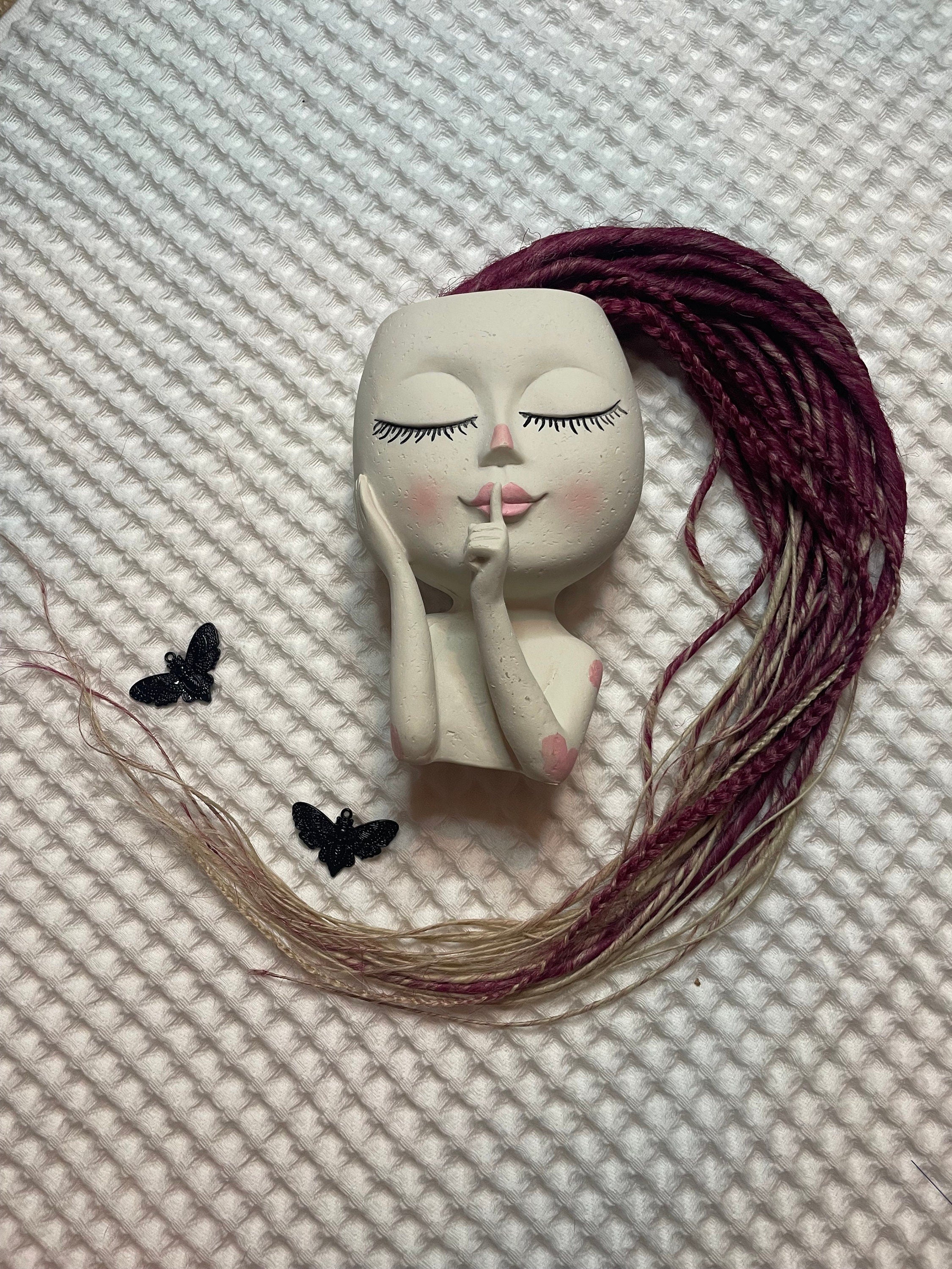 Red to blonde ombre thin synthetic dreads