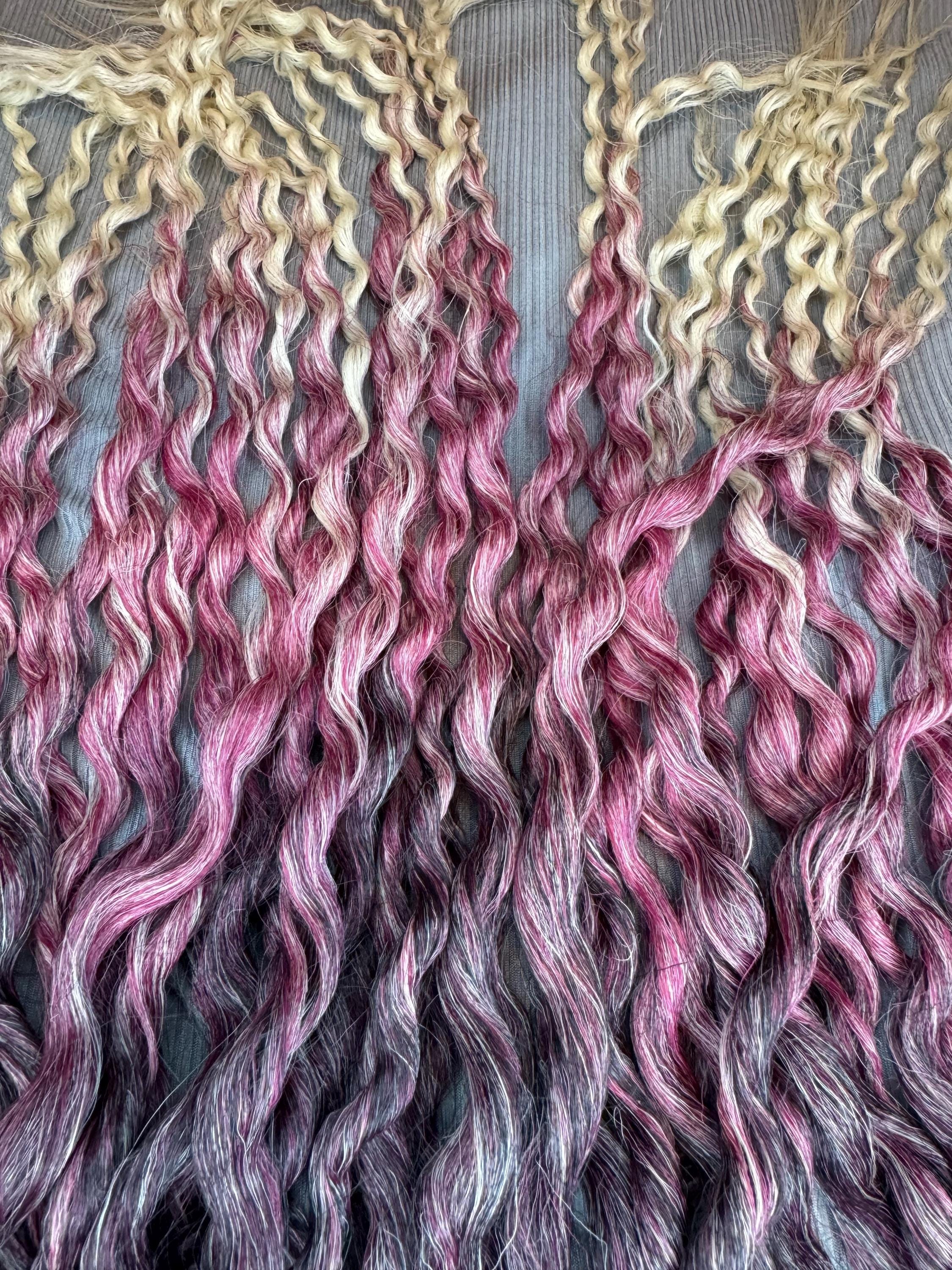 Black red blonde melt double ended wavy dreads