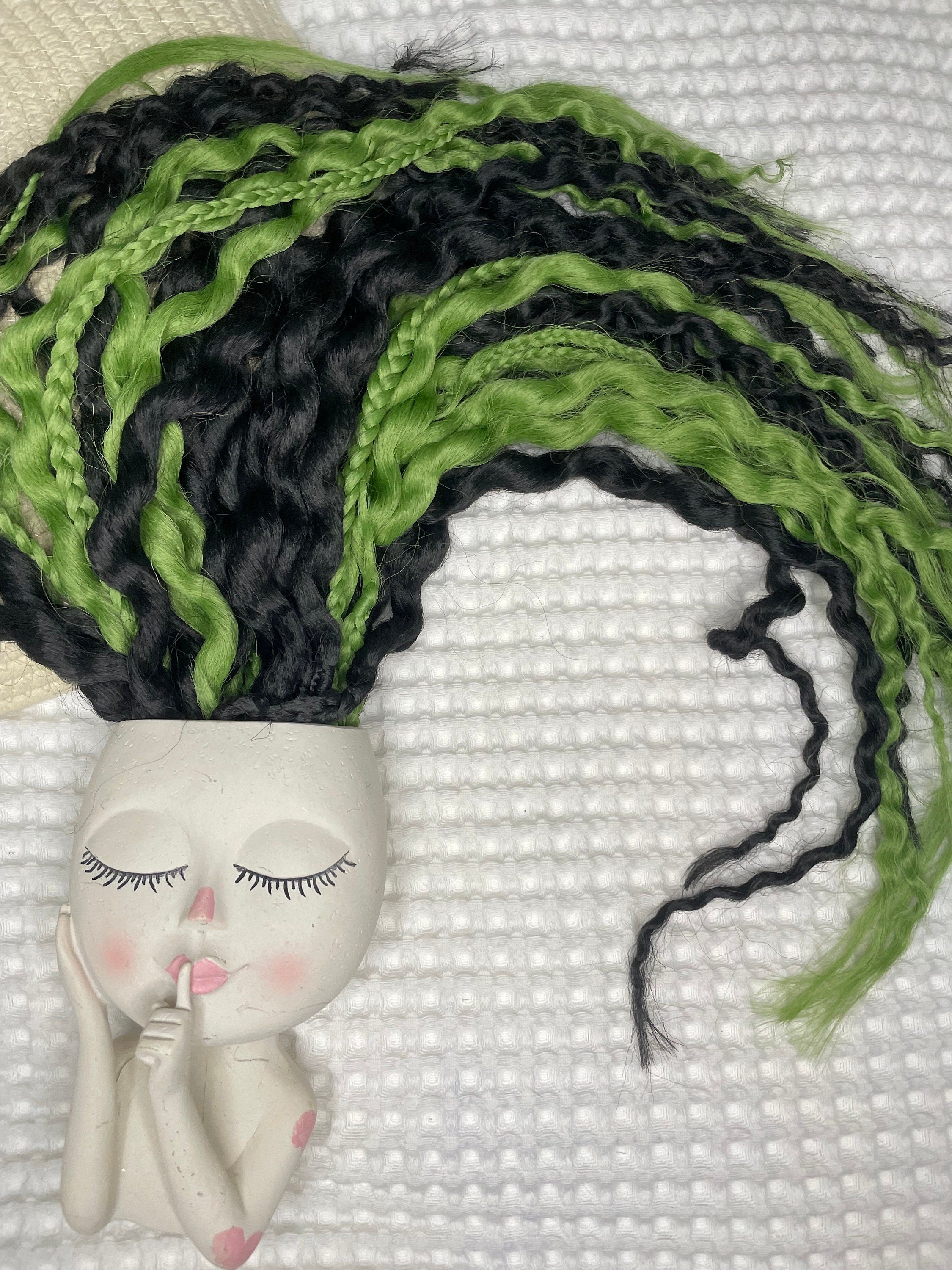 Black & Green Wavy Dreads