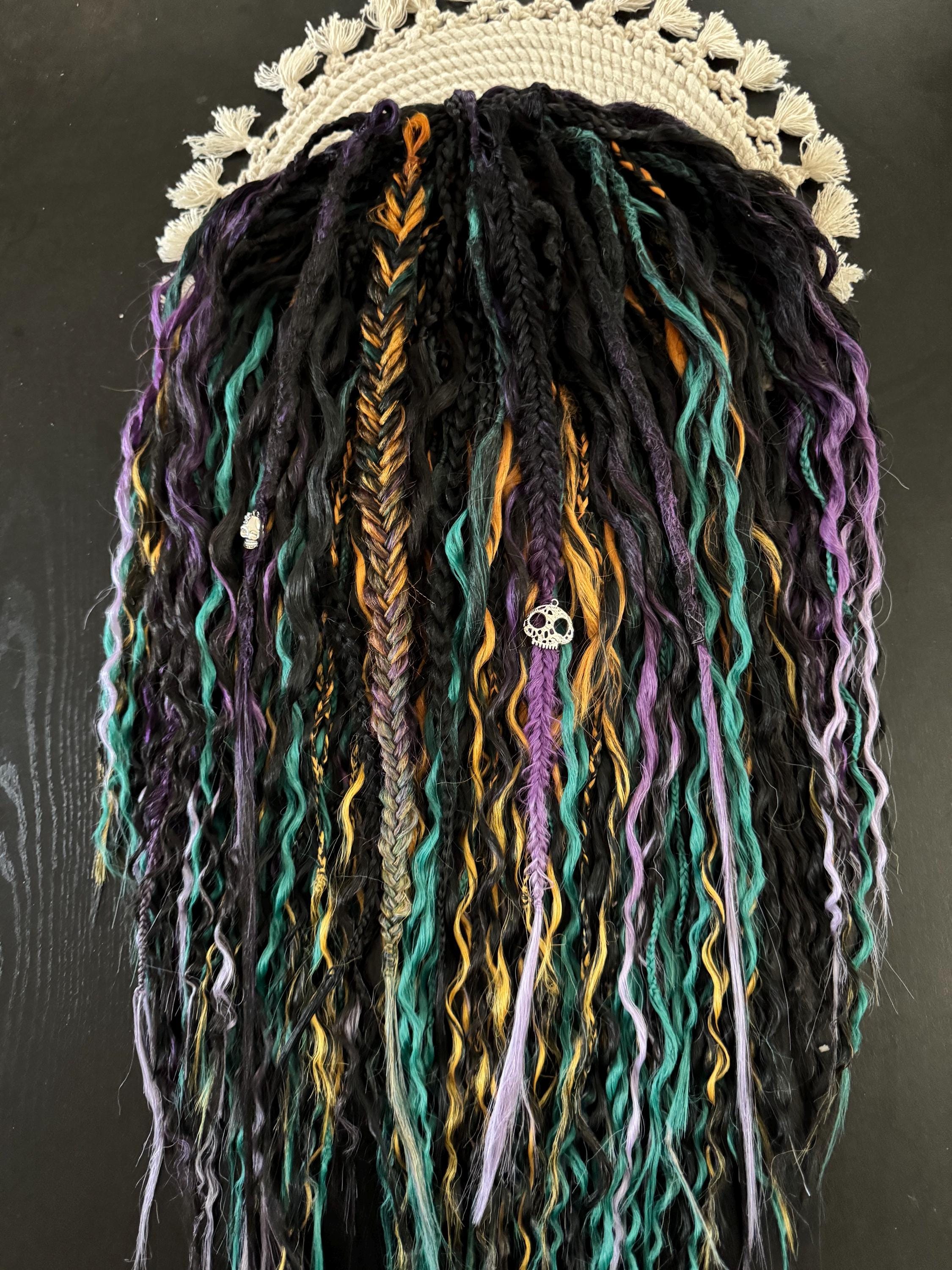 Spooky Vibe Double Ended Wavy Dreads | Skull Charm Dread Set