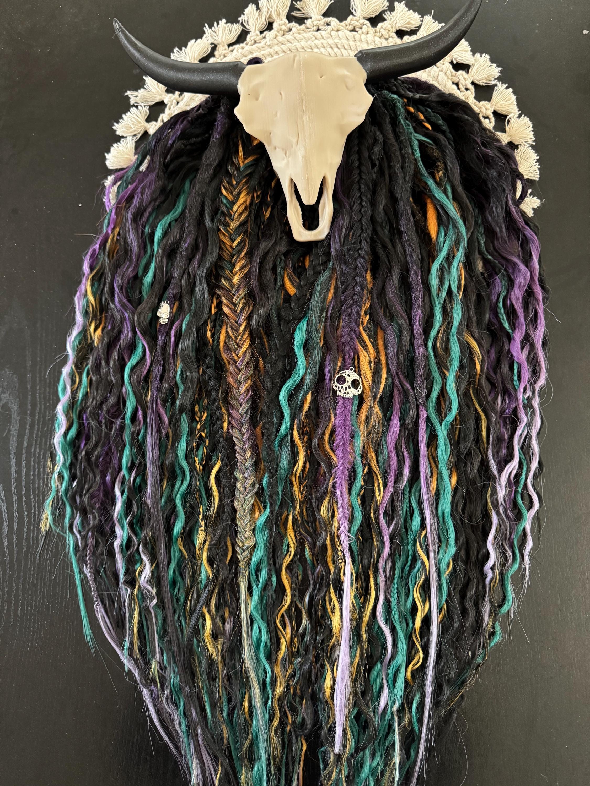 Spooky Vibe Double Ended Wavy Dreads | Skull Charm Dread Set