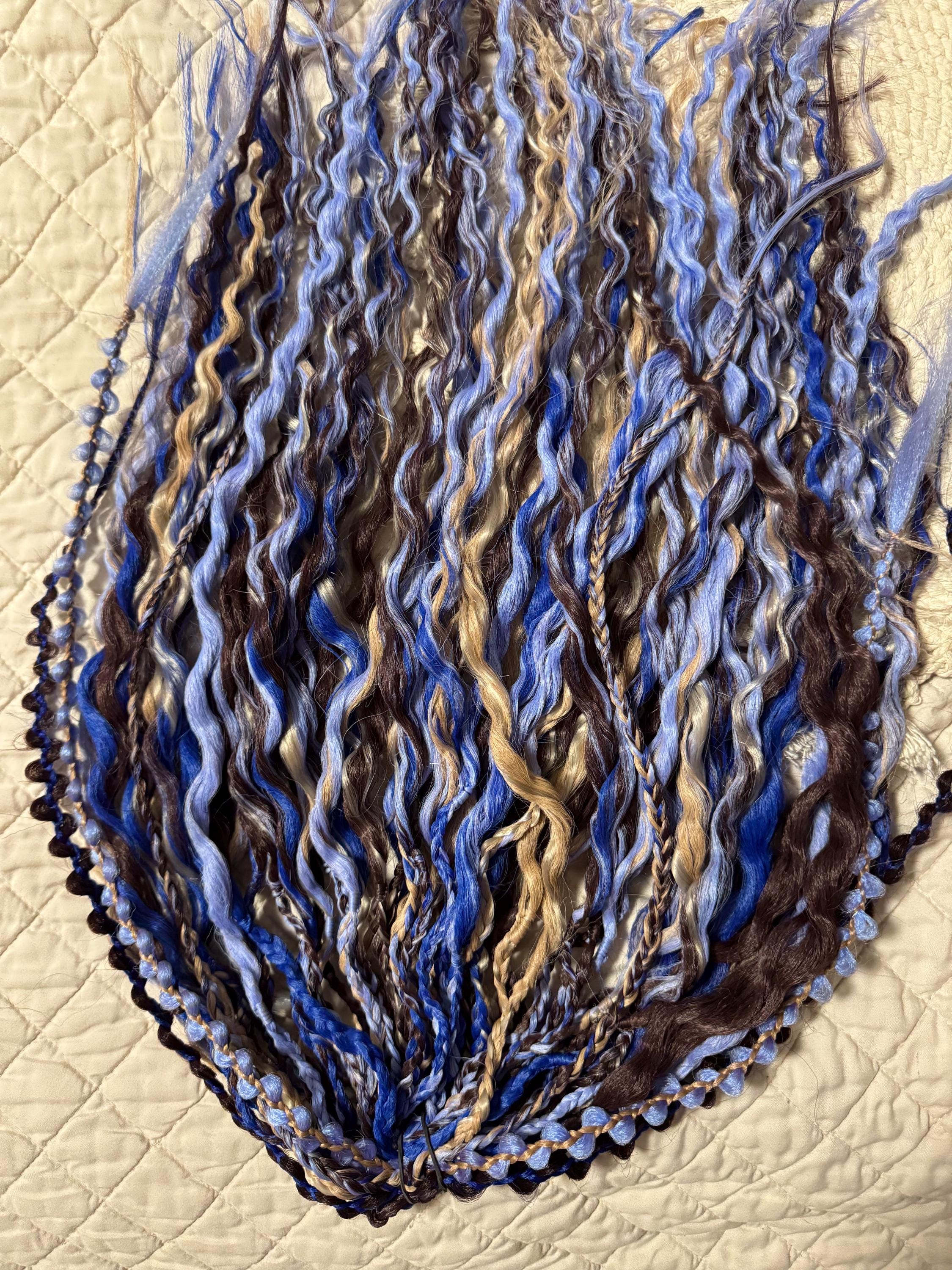 Blueberry chocolate double ended wavy dreads boho