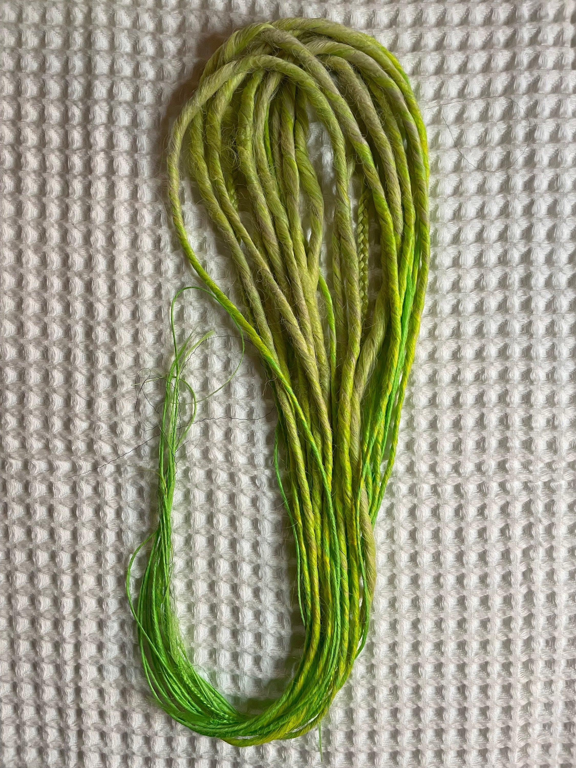 Yellow to Lime Green Ombré Thin Synthetic Dreads | Neon Dread Set with Beads