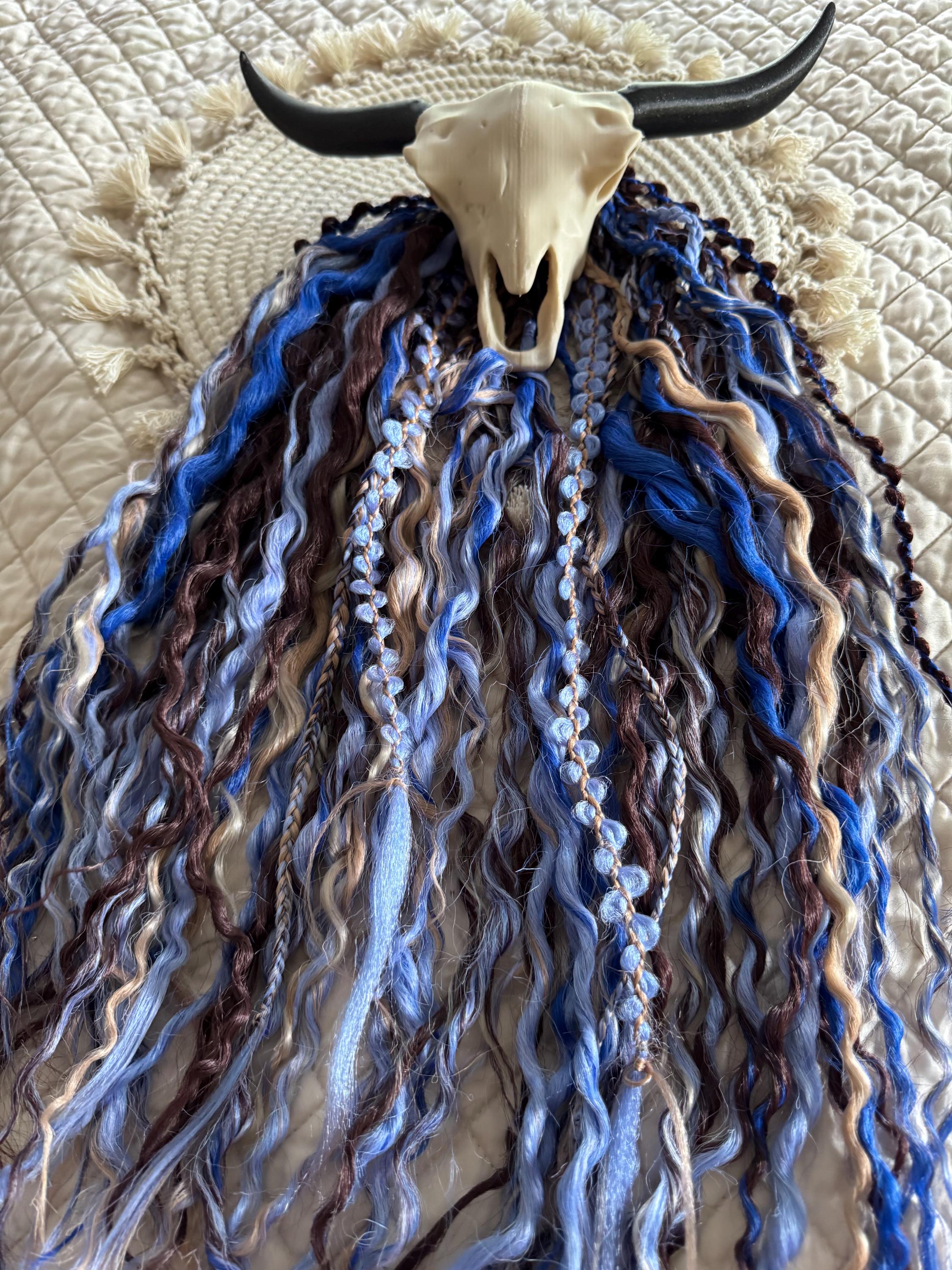 Blueberry chocolate double ended wavy dreads boho