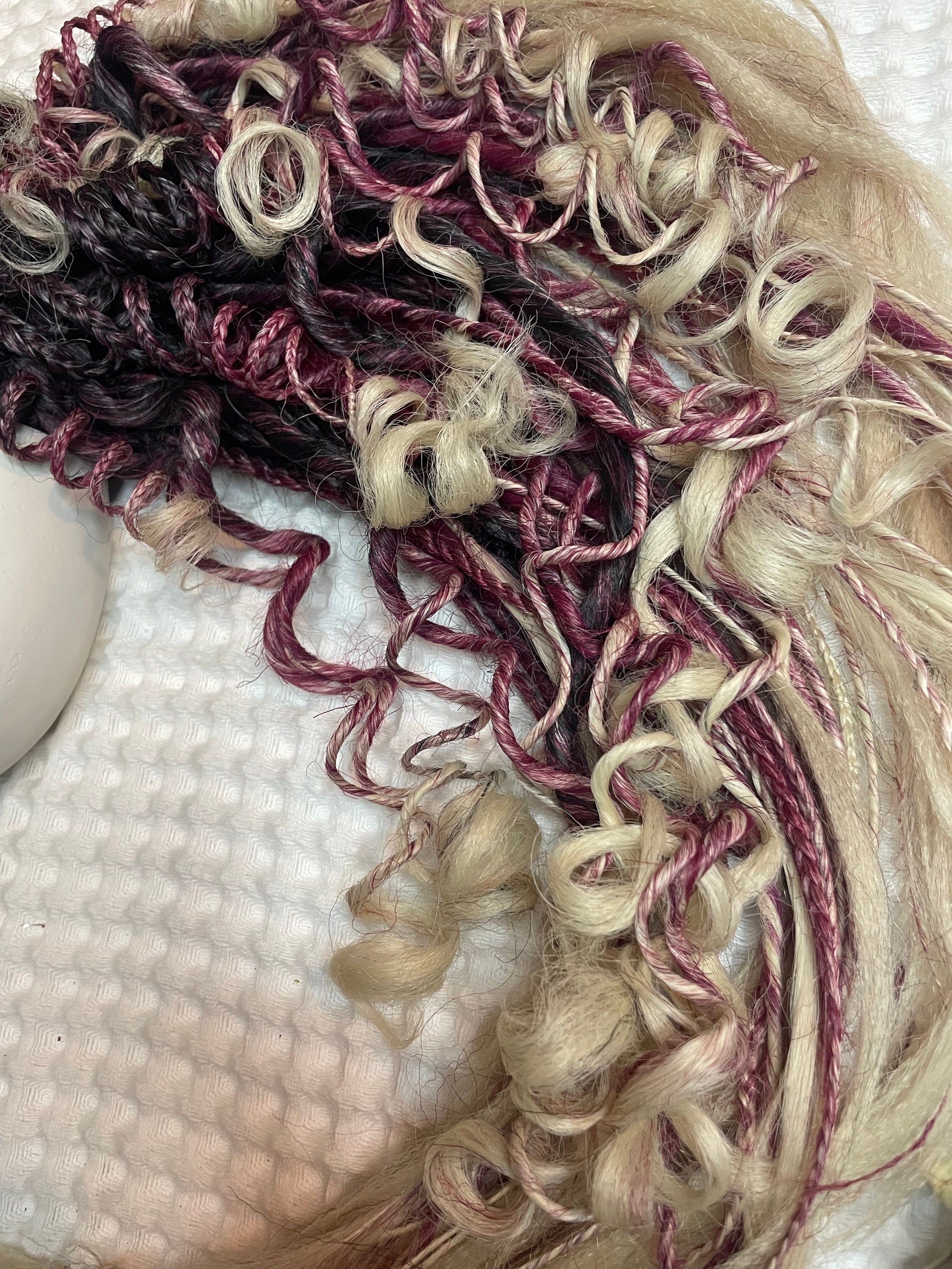 Brown, Red & Blonde Ombré Thin Synthetic Dreads | Feathered or Curly Ends | Braids Included