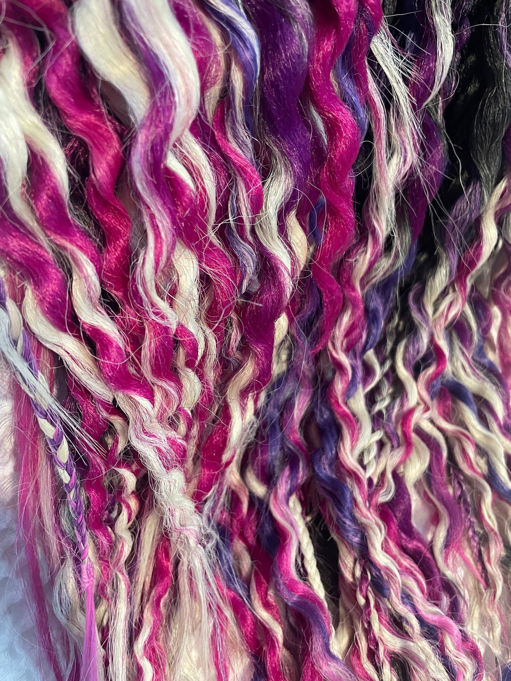 Black to Pink Ombre Wavy Dreads, Synthetic Hair Extensions